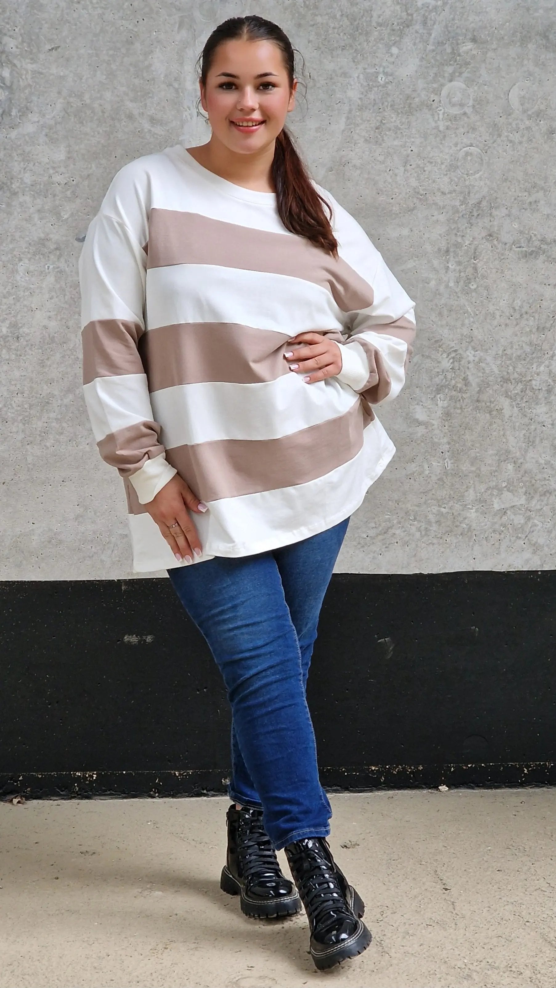 Bluza oversize w szerokie pasy Stylowa XL