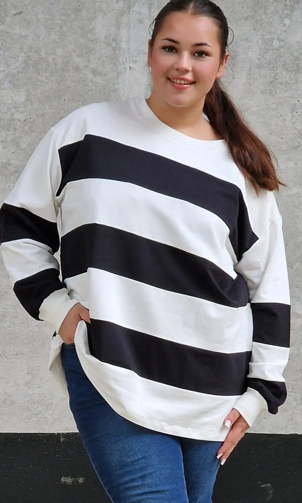 Bluza oversize w szerokie pasy Stylowa XL