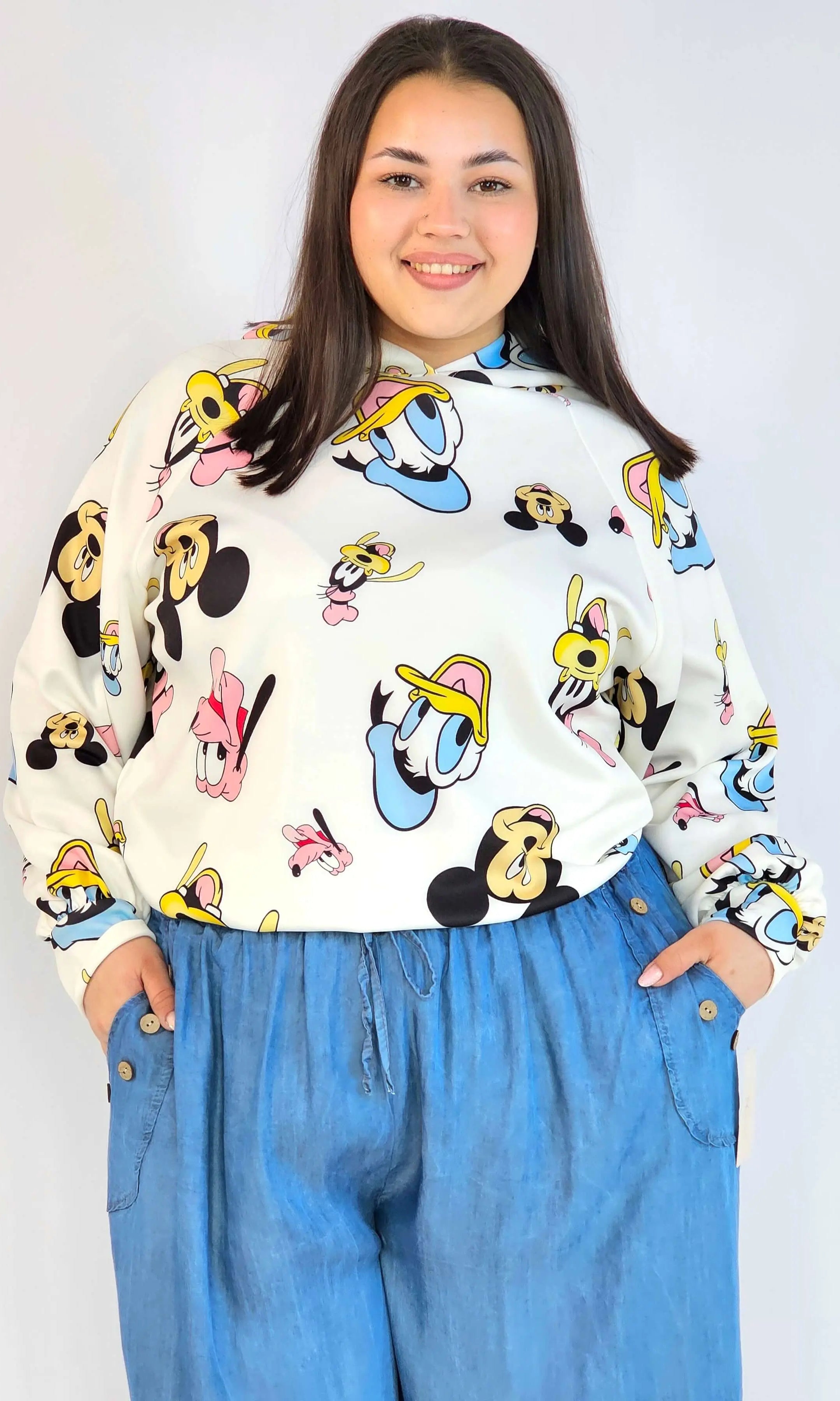 Bluza plus size z kapturem – bluza XXL damska z modnym nadrukiem Stylowa XL