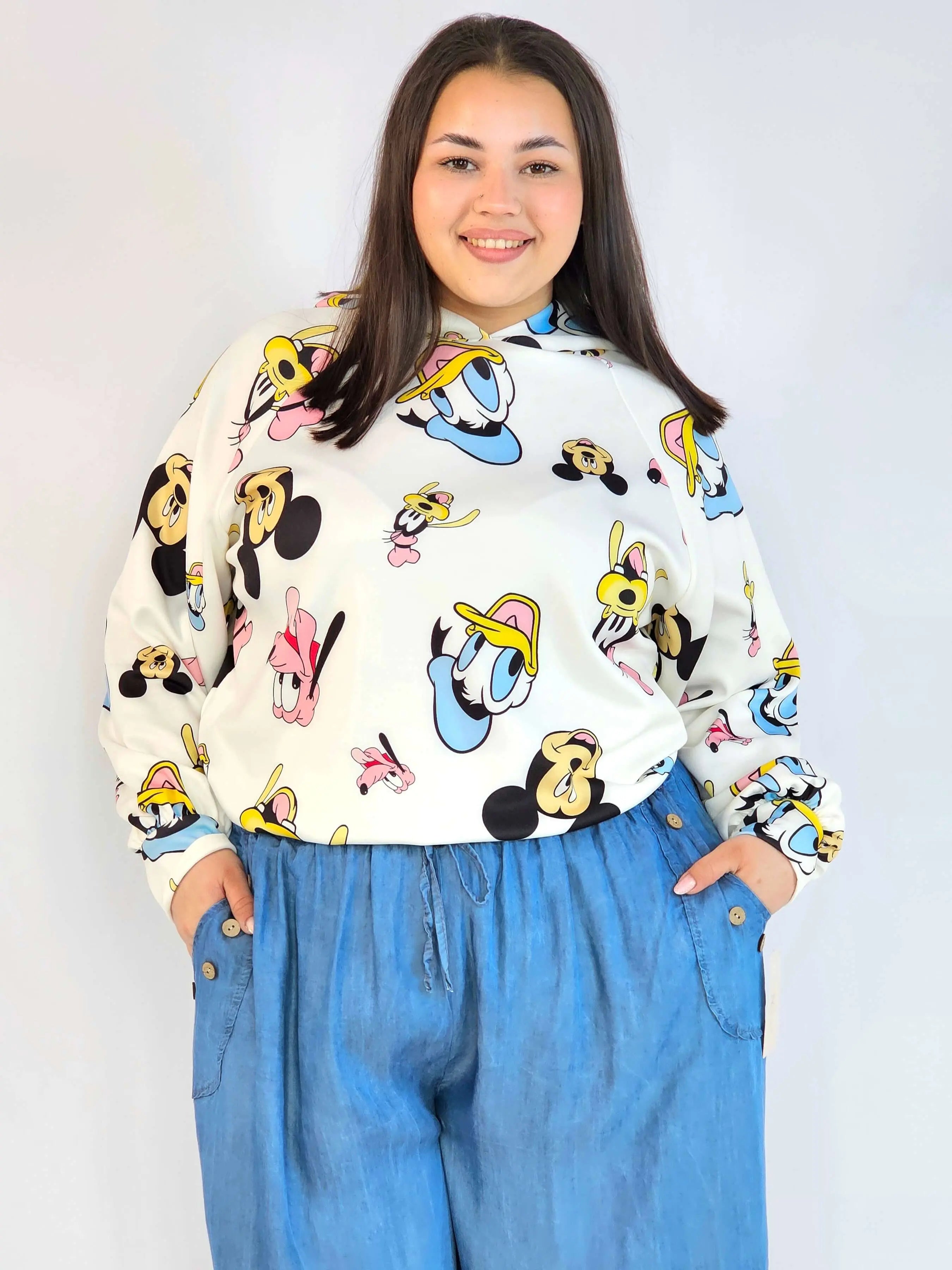 Bluza plus size z kapturem – bluza XXL damska z modnym nadrukiem Stylowa XL