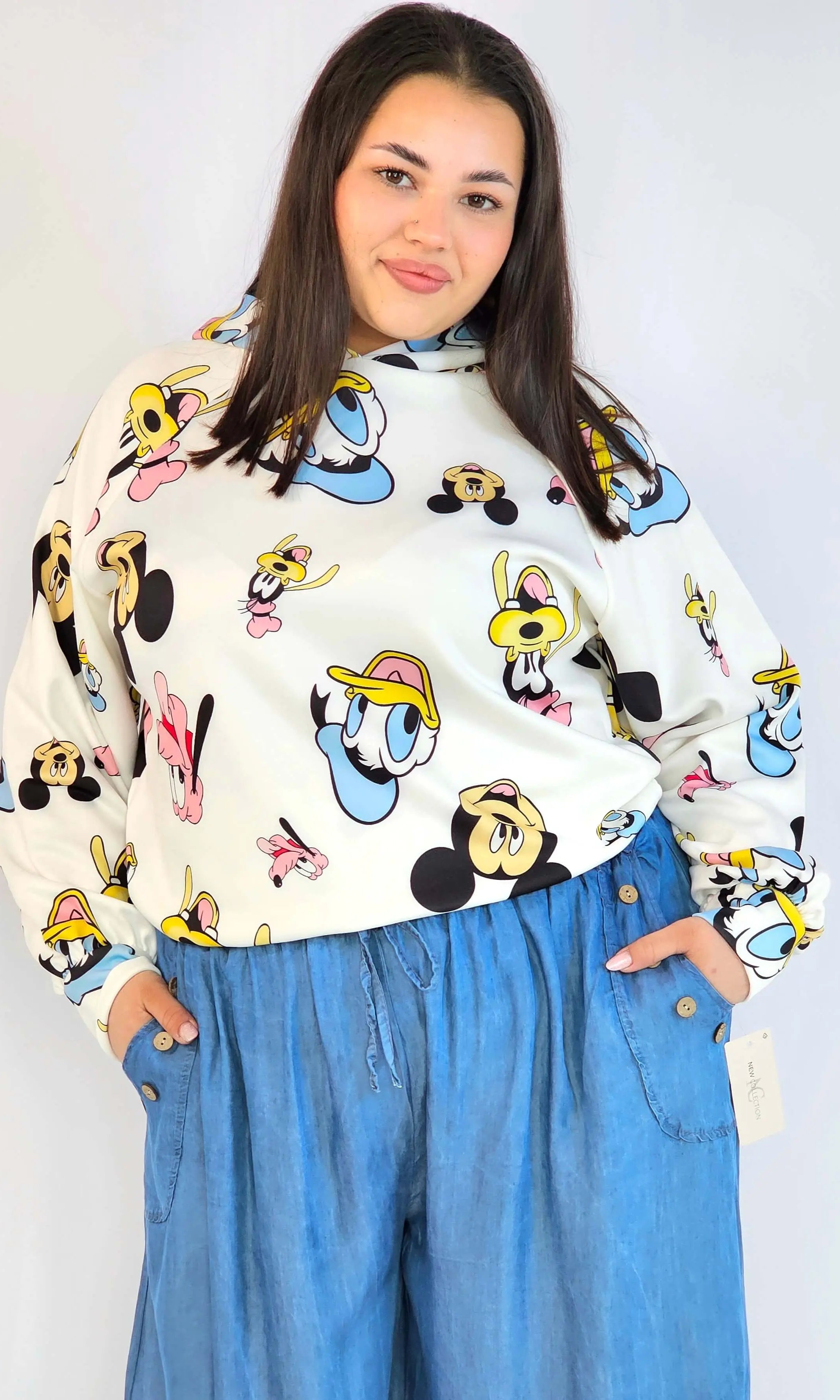 Bluza plus size z kapturem – bluza XXL damska z modnym nadrukiem Stylowa XL