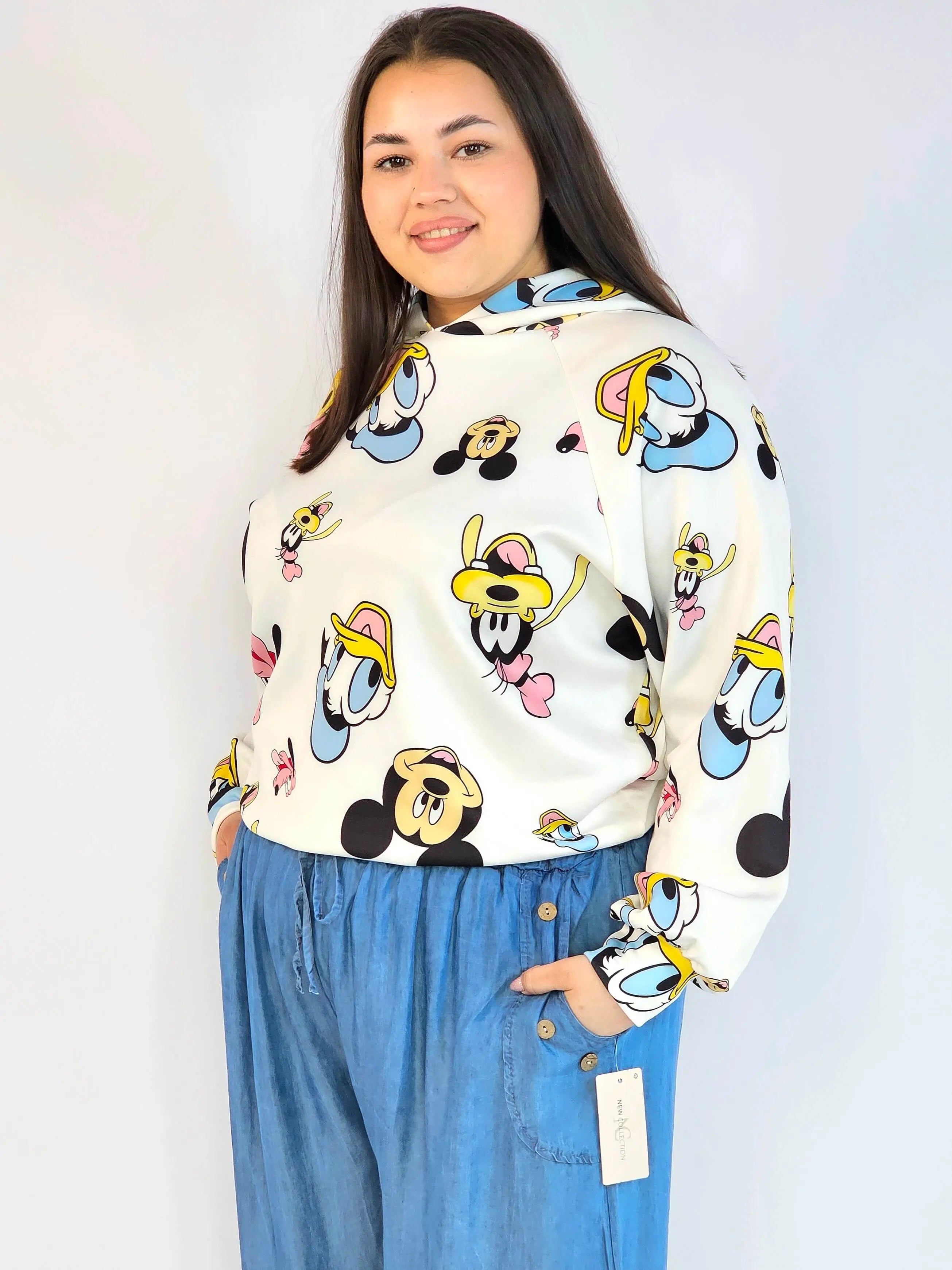 Bluza plus size z kapturem – bluza XXL damska z modnym nadrukiem Stylowa XL