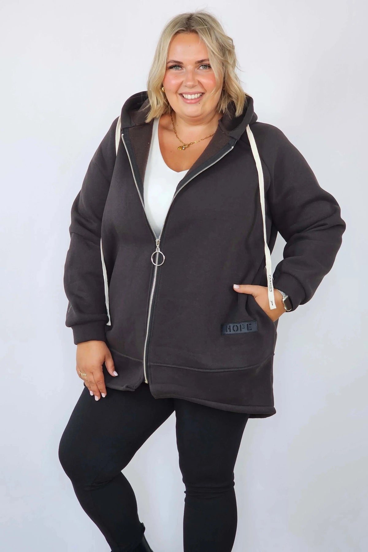 Bluza plus size z kapturem na zamek – oversize damska Stylowa XL