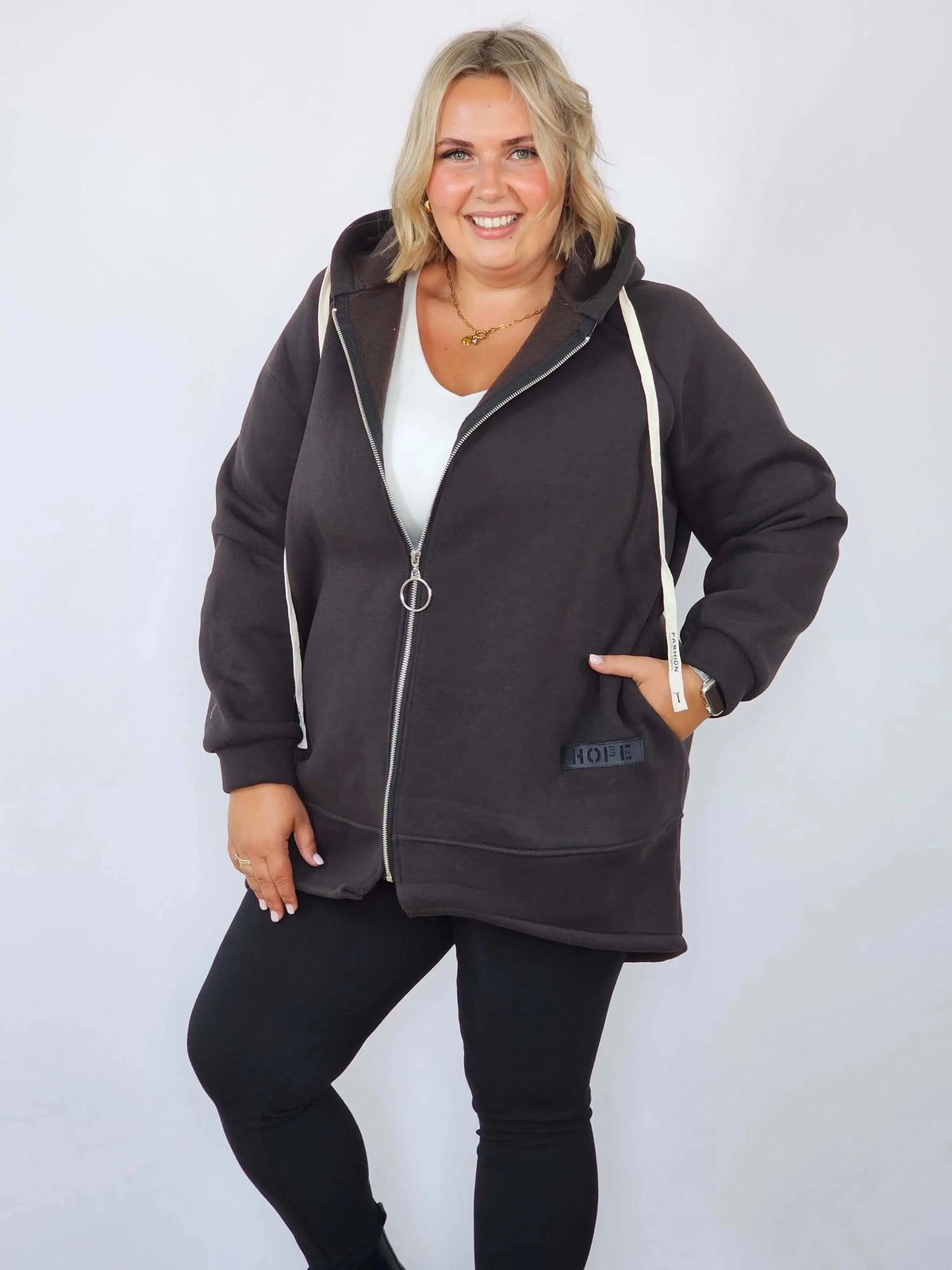 Bluza plus size z kapturem na zamek – oversize damska Stylowa XL