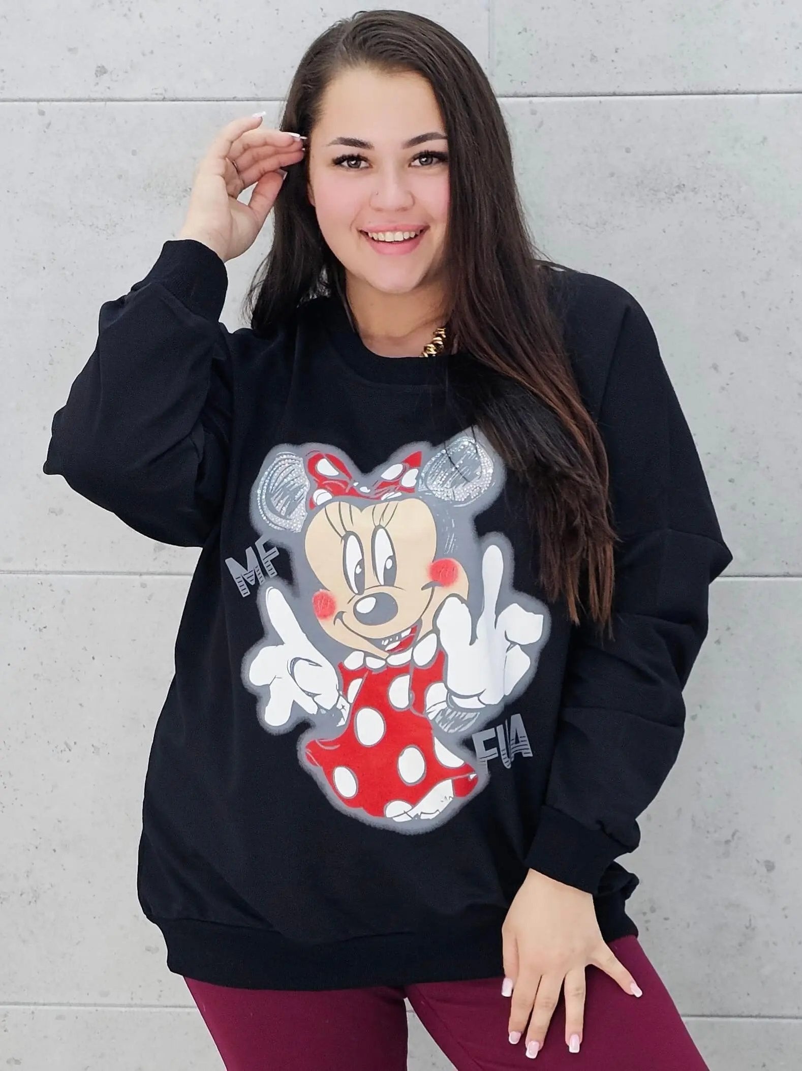 Bluza plus size z nadrukiem Minnie – modna i wygodna bluza XXL Stylowa XL