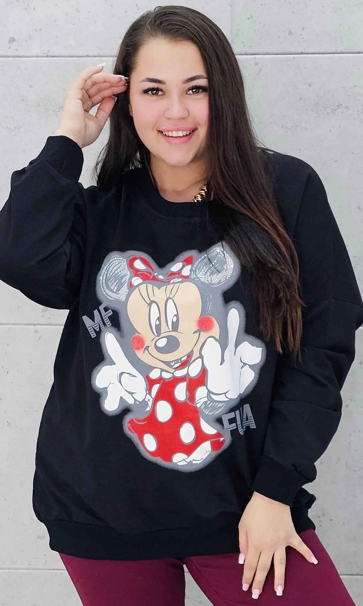Bluza plus size z nadrukiem Minnie – modna i wygodna bluza XXL Stylowa XL