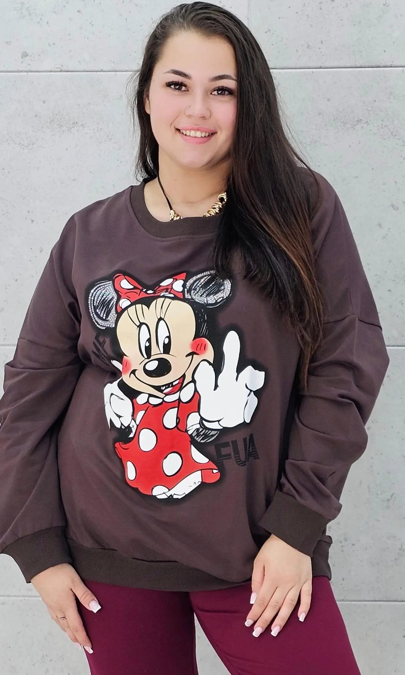 Bluza plus size z nadrukiem Minnie – modna i wygodna bluza XXL Stylowa XL