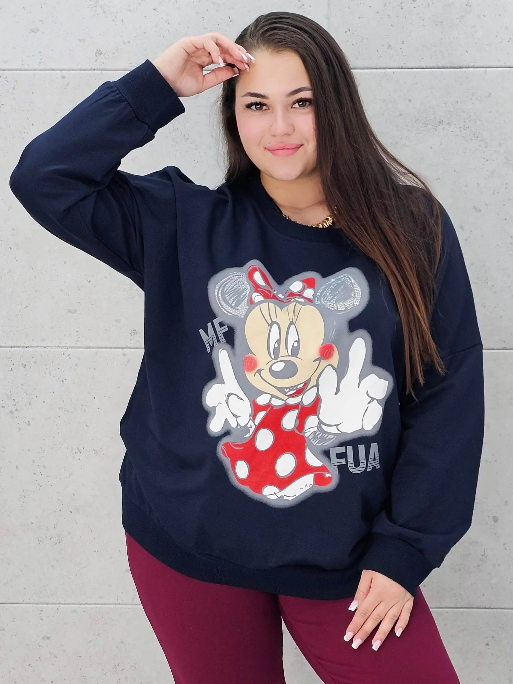 Bluza plus size z nadrukiem Minnie – modna i wygodna bluza XXL Stylowa XL