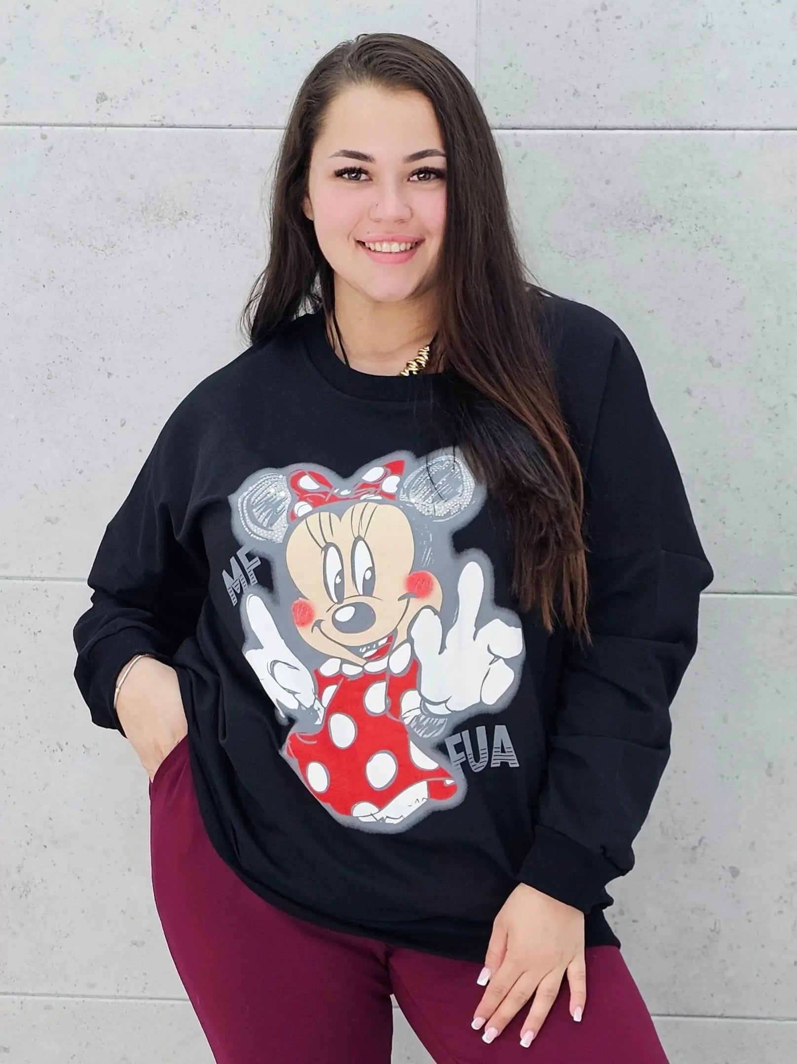 Bluza plus size z nadrukiem Minnie – modna i wygodna bluza XXL Stylowa XL