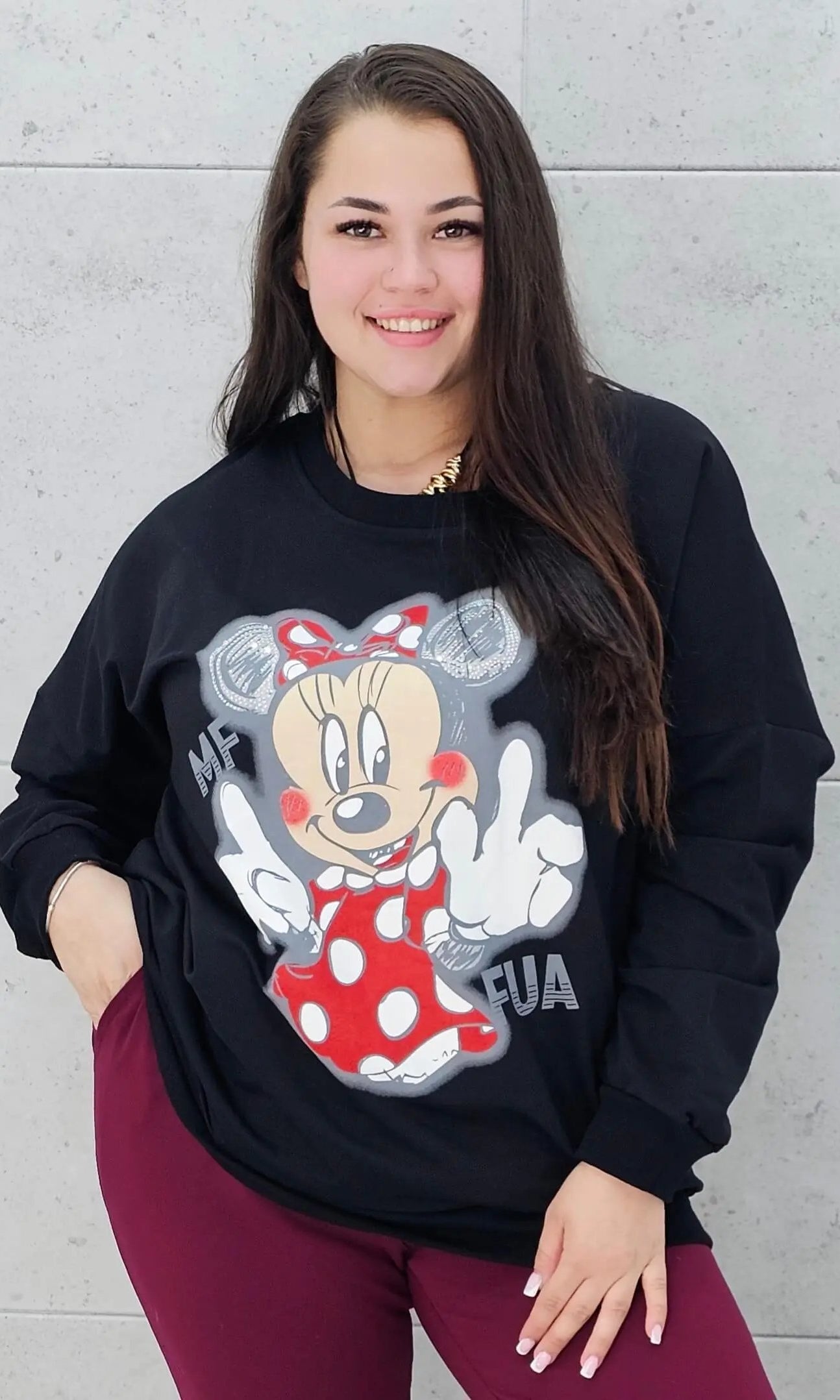 Bluza plus size z nadrukiem Minnie – modna i wygodna bluza XXL Stylowa XL