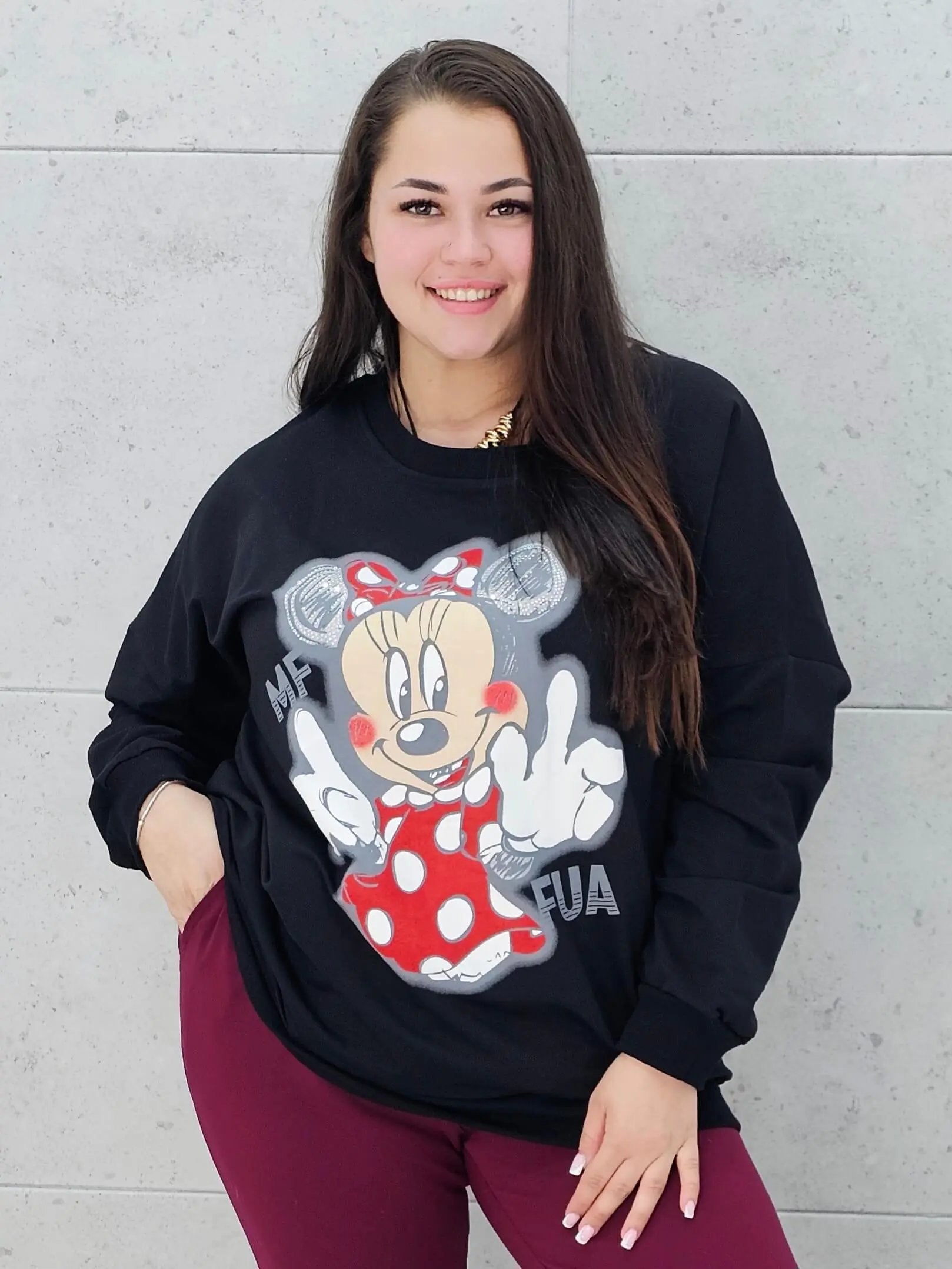 Bluza plus size z nadrukiem Minnie – modna i wygodna bluza XXL Stylowa XL