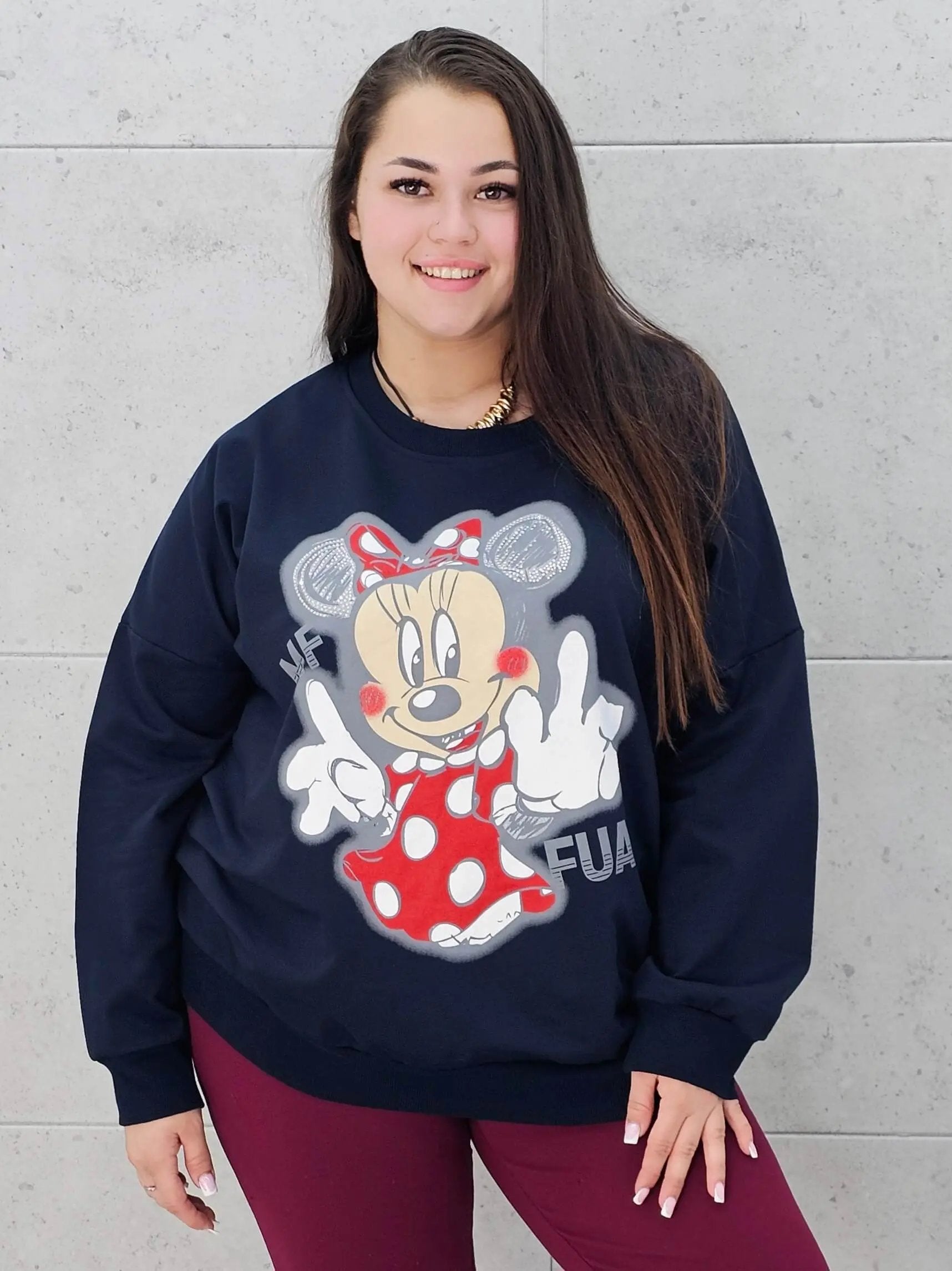 Bluza plus size z nadrukiem Minnie – modna i wygodna bluza XXL Stylowa XL