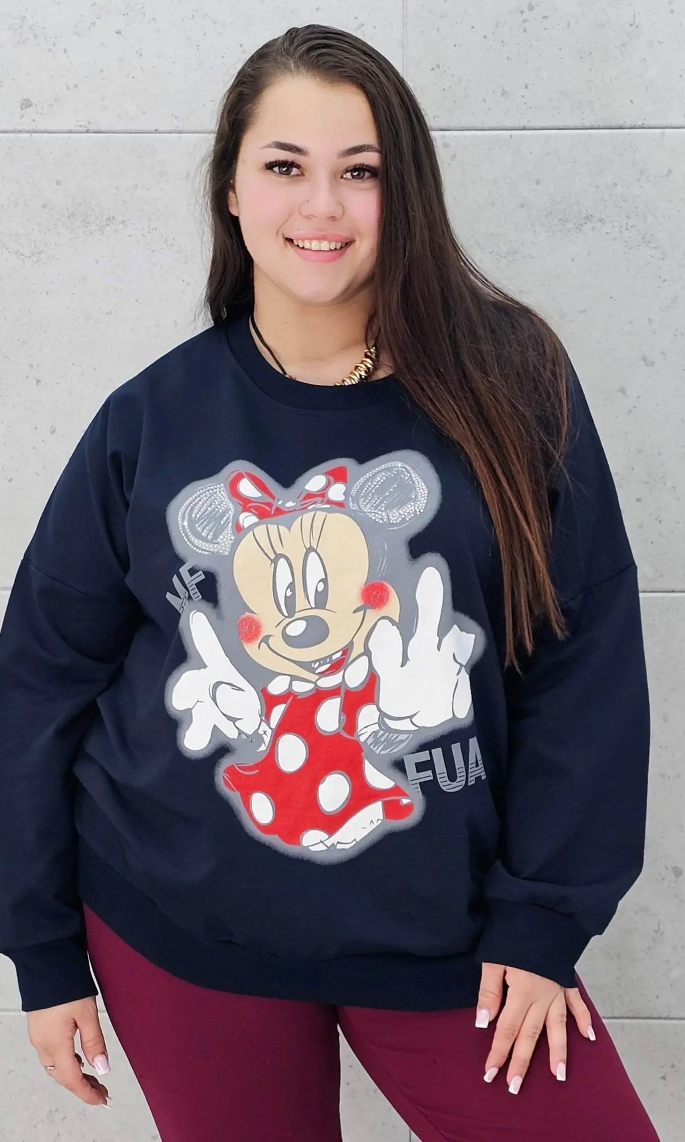 Bluza plus size z nadrukiem Minnie – modna i wygodna bluza XXL Stylowa XL