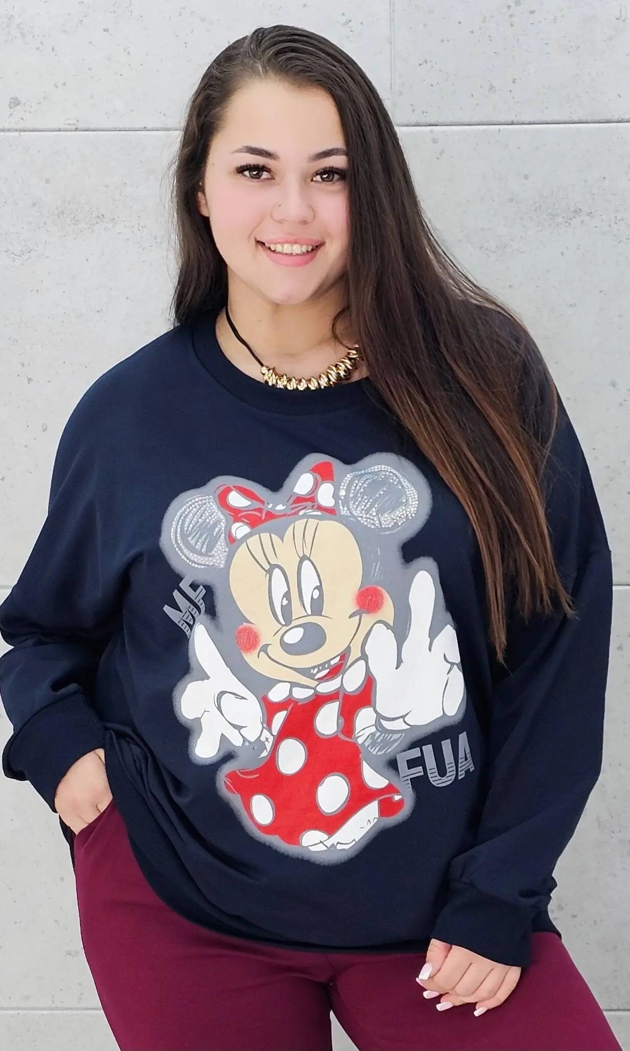 Bluza plus size z nadrukiem Minnie – modna i wygodna bluza XXL Stylowa XL