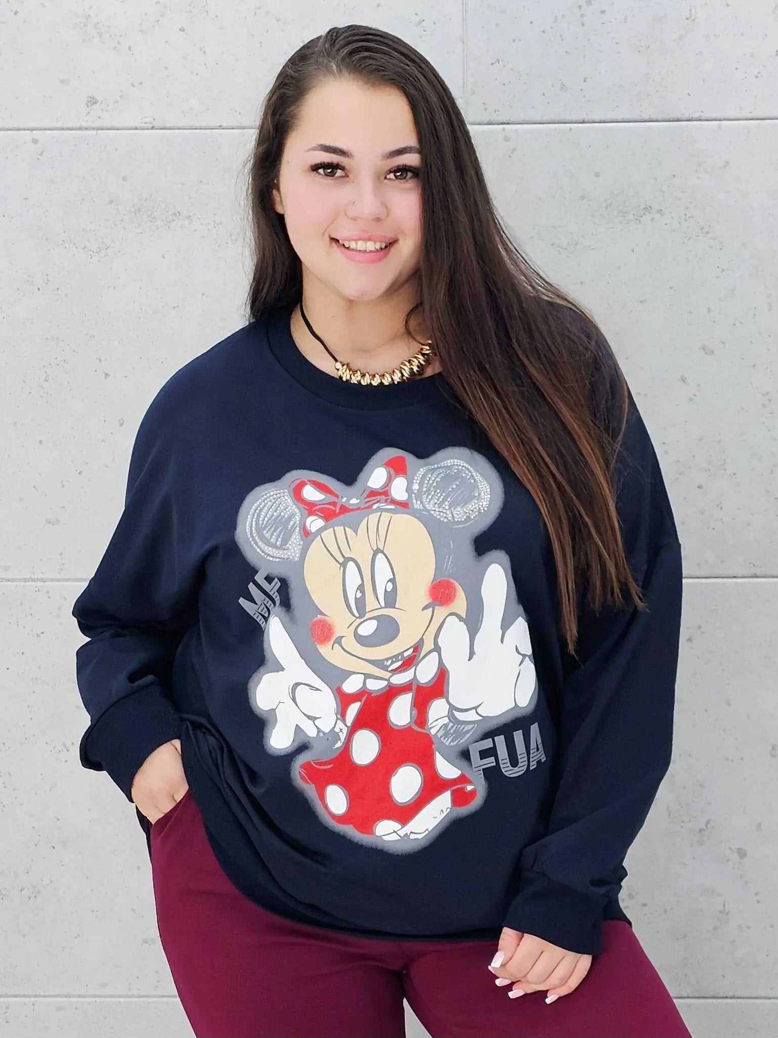 Bluza plus size z nadrukiem Minnie – modna i wygodna bluza XXL Stylowa XL