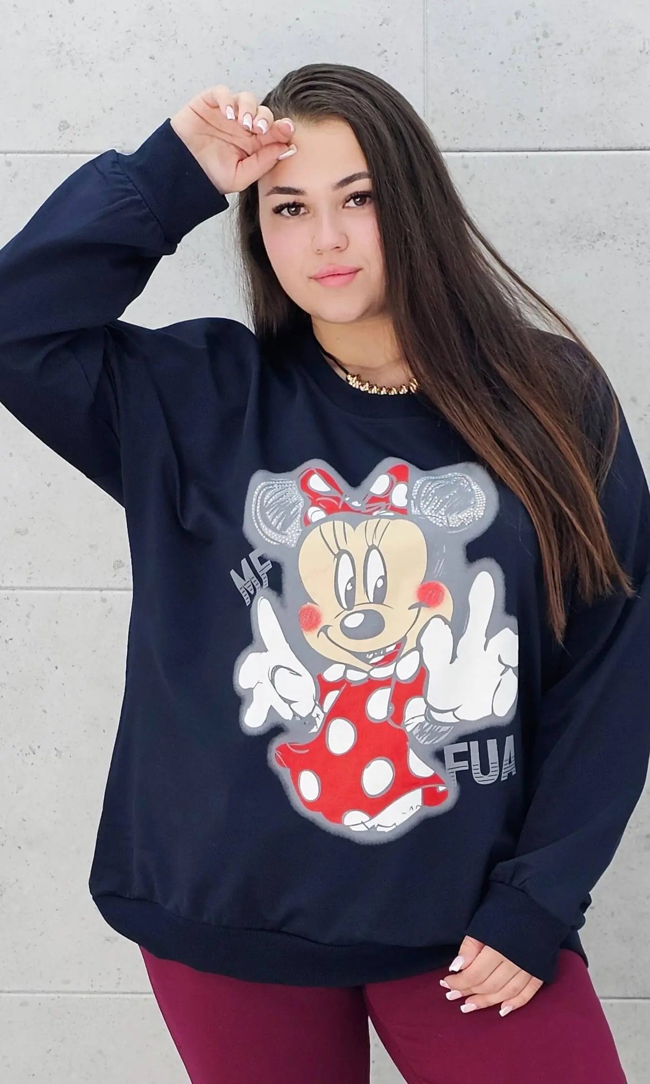 Bluza plus size z nadrukiem Minnie – modna i wygodna bluza XXL Stylowa XL