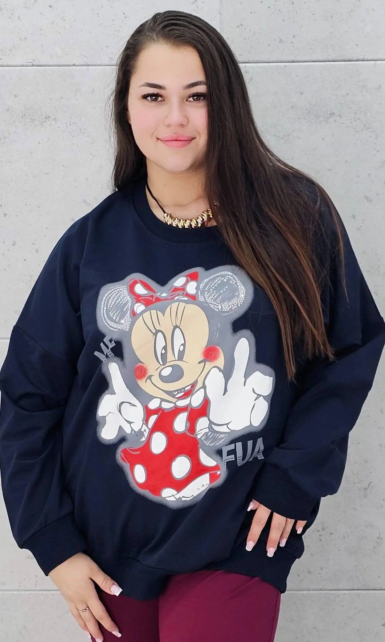 Bluza plus size z nadrukiem Minnie – modna i wygodna bluza XXL Stylowa XL