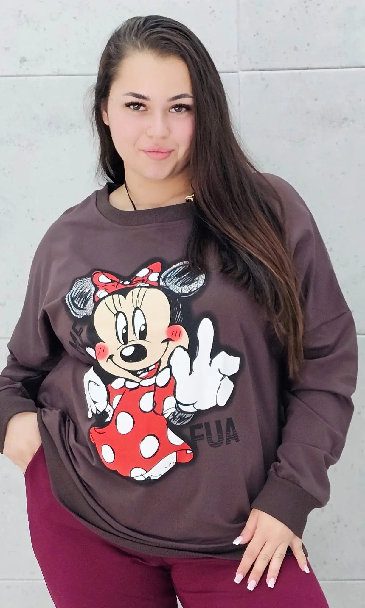 Bluza plus size z nadrukiem Minnie – modna i wygodna bluza XXL Stylowa XL