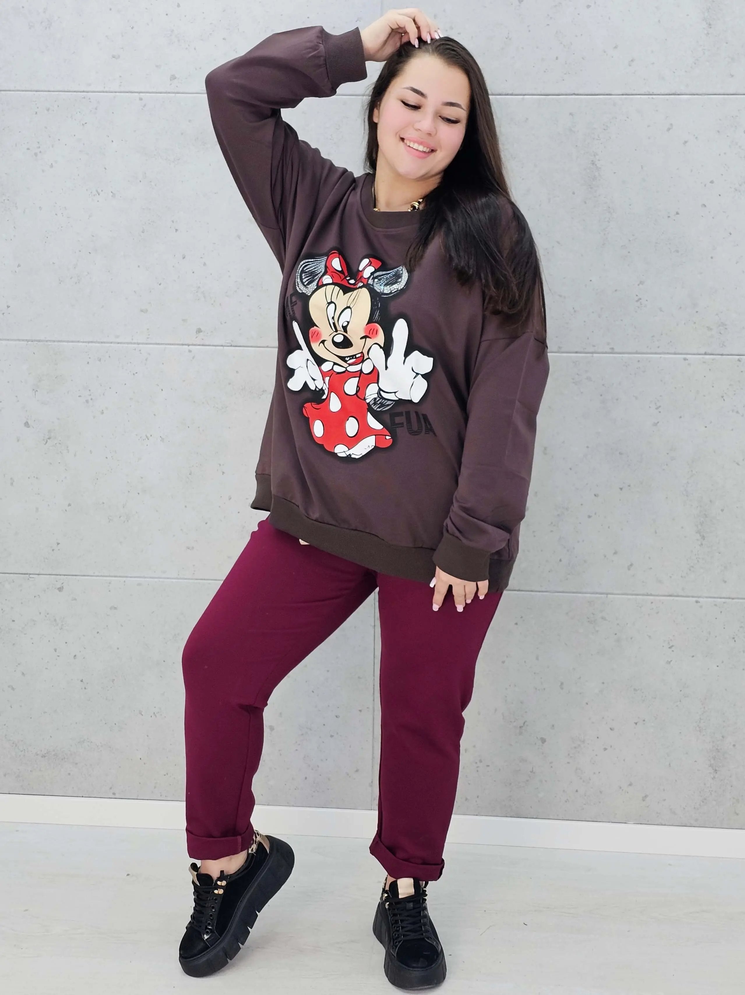 Bluza plus size z nadrukiem Minnie – modna i wygodna bluza XXL Stylowa XL