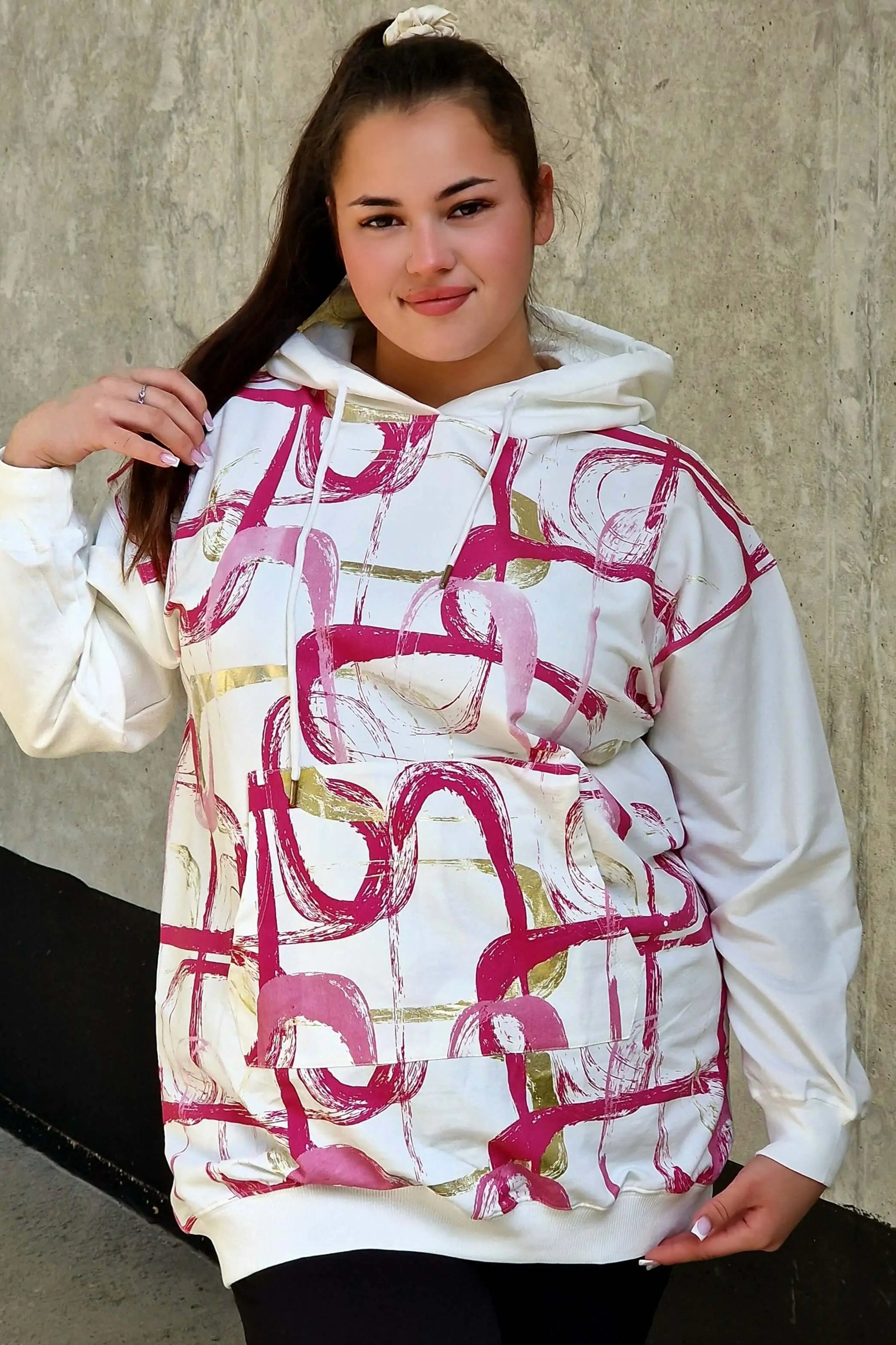 Bluza z abstrakcyjnym printem Stylowa XL
