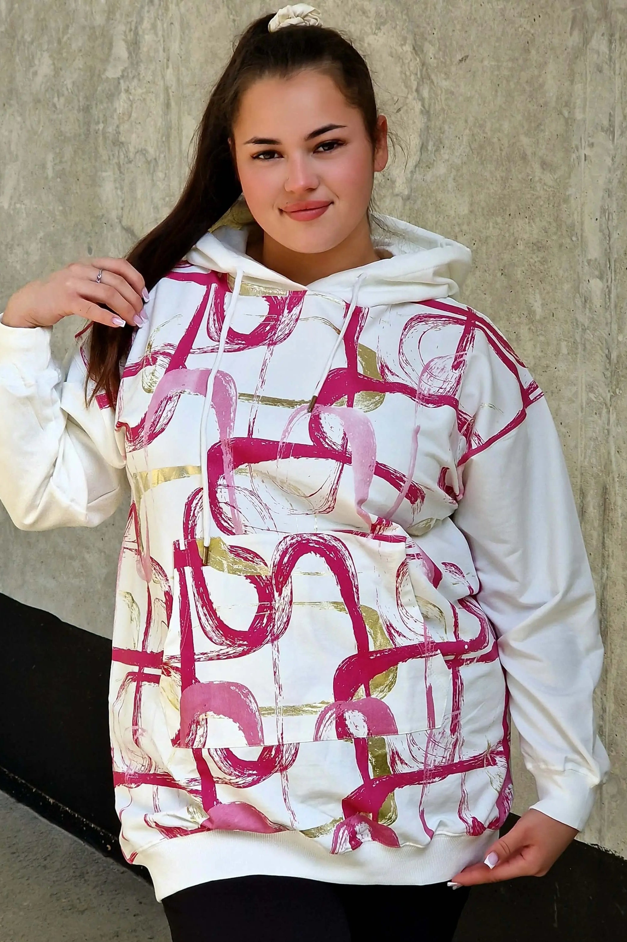 Bluza z abstrakcyjnym printem Stylowa XL