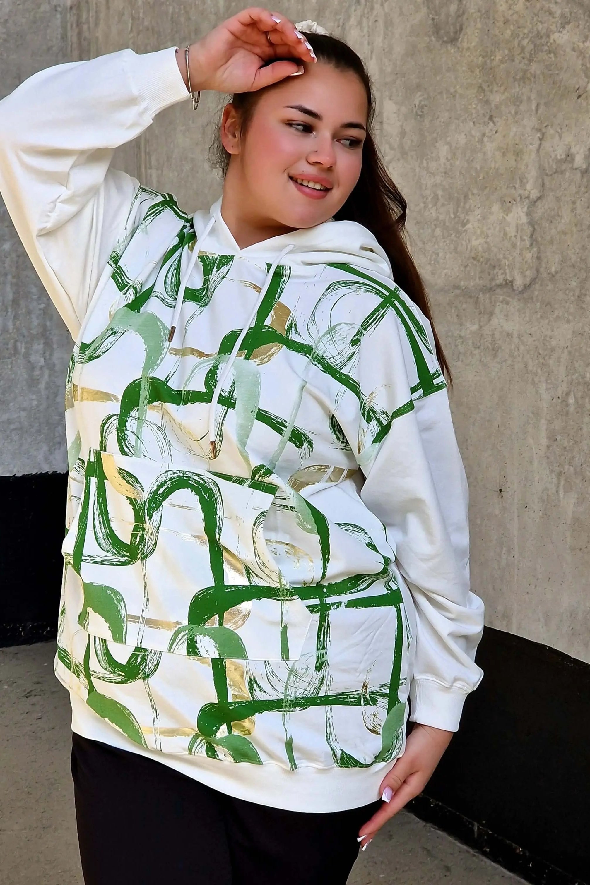 Bluza z abstrakcyjnym printem Stylowa XL