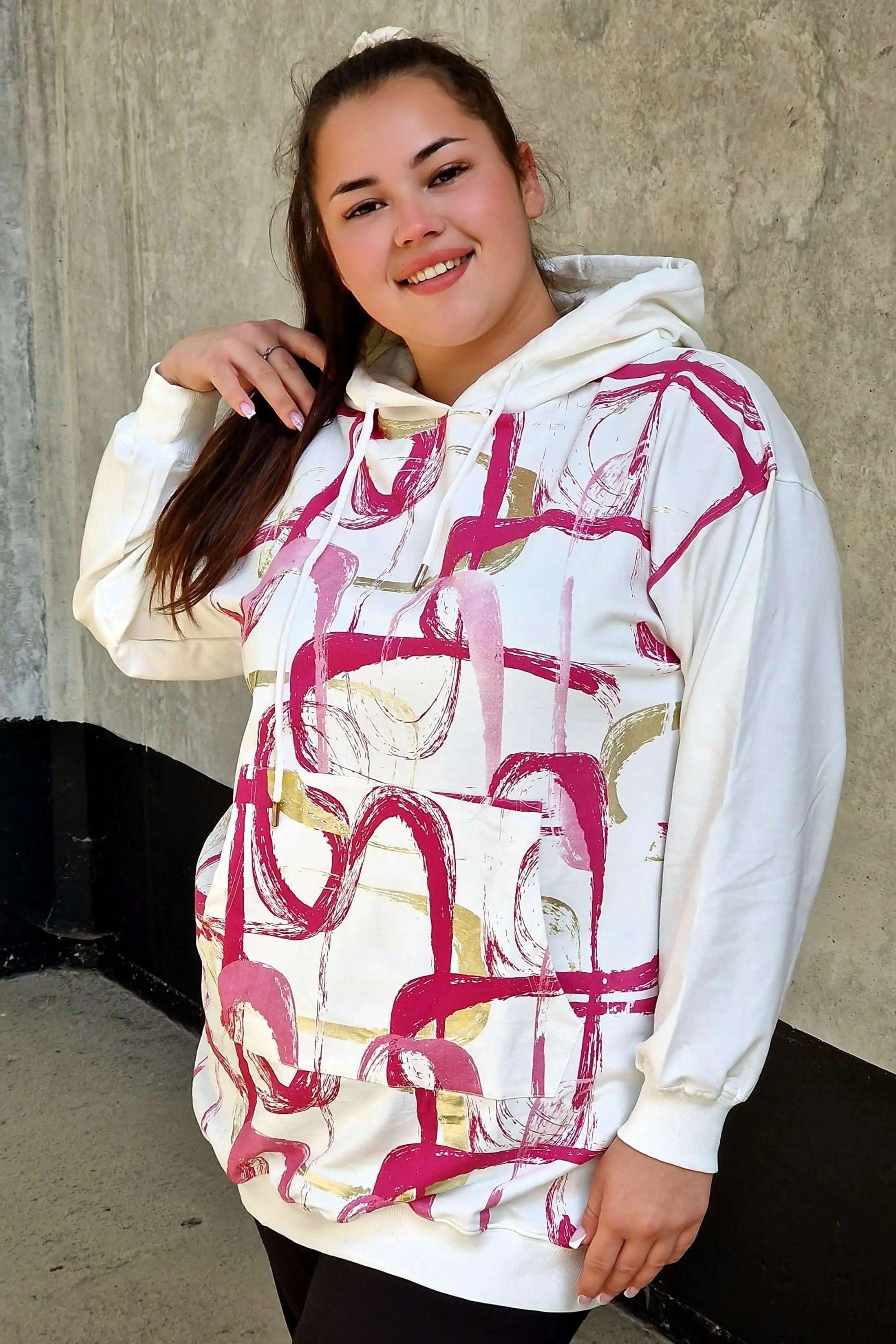 Bluza z abstrakcyjnym printem Stylowa XL