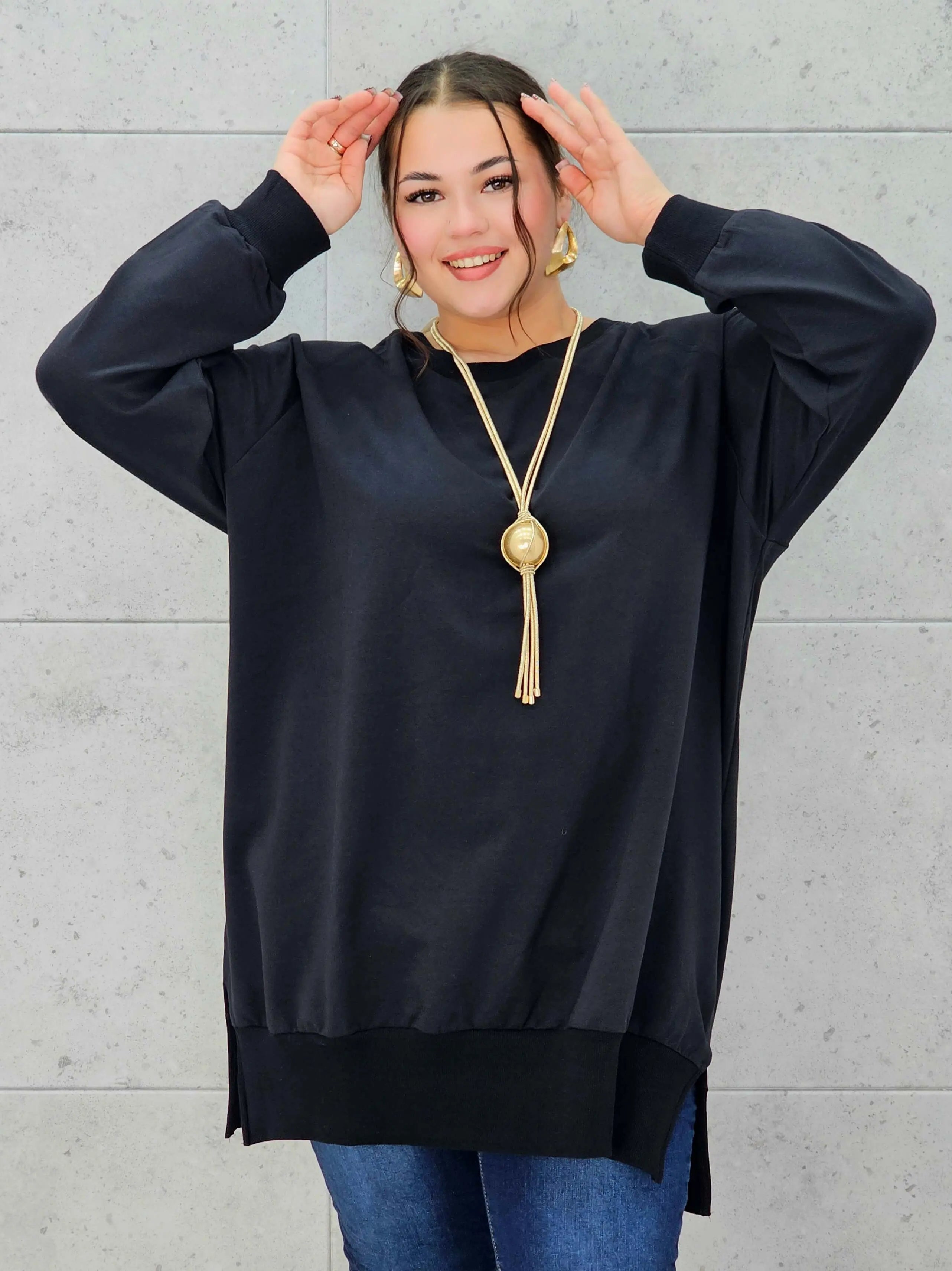 Bluza z dłuższym tyłem XXL – modna bluza plus size dla kobiet Stylowa XL