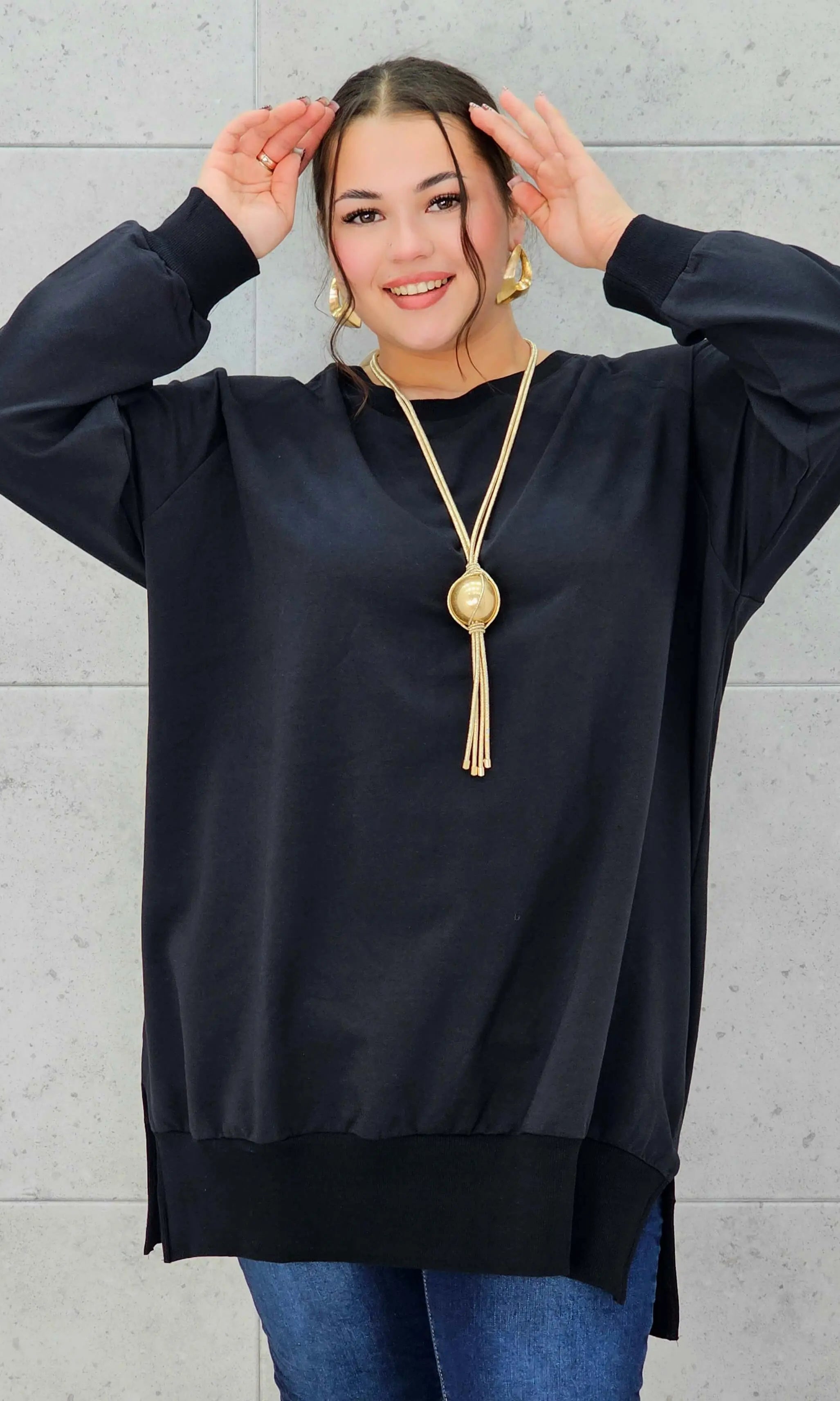 Bluza z dłuższym tyłem XXL – modna bluza plus size dla kobiet Stylowa XL