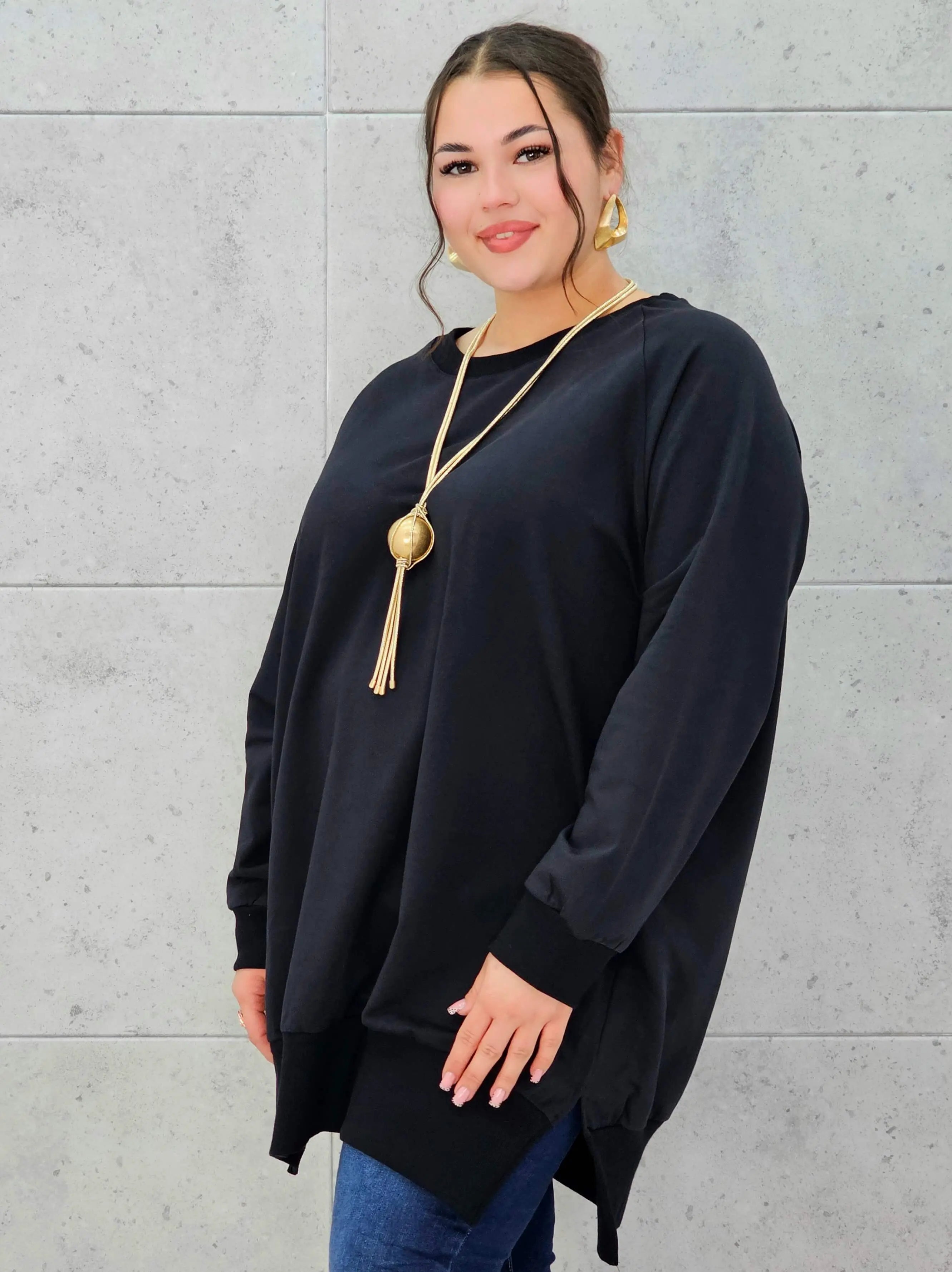 Bluza z dłuższym tyłem XXL – modna bluza plus size dla kobiet Stylowa XL