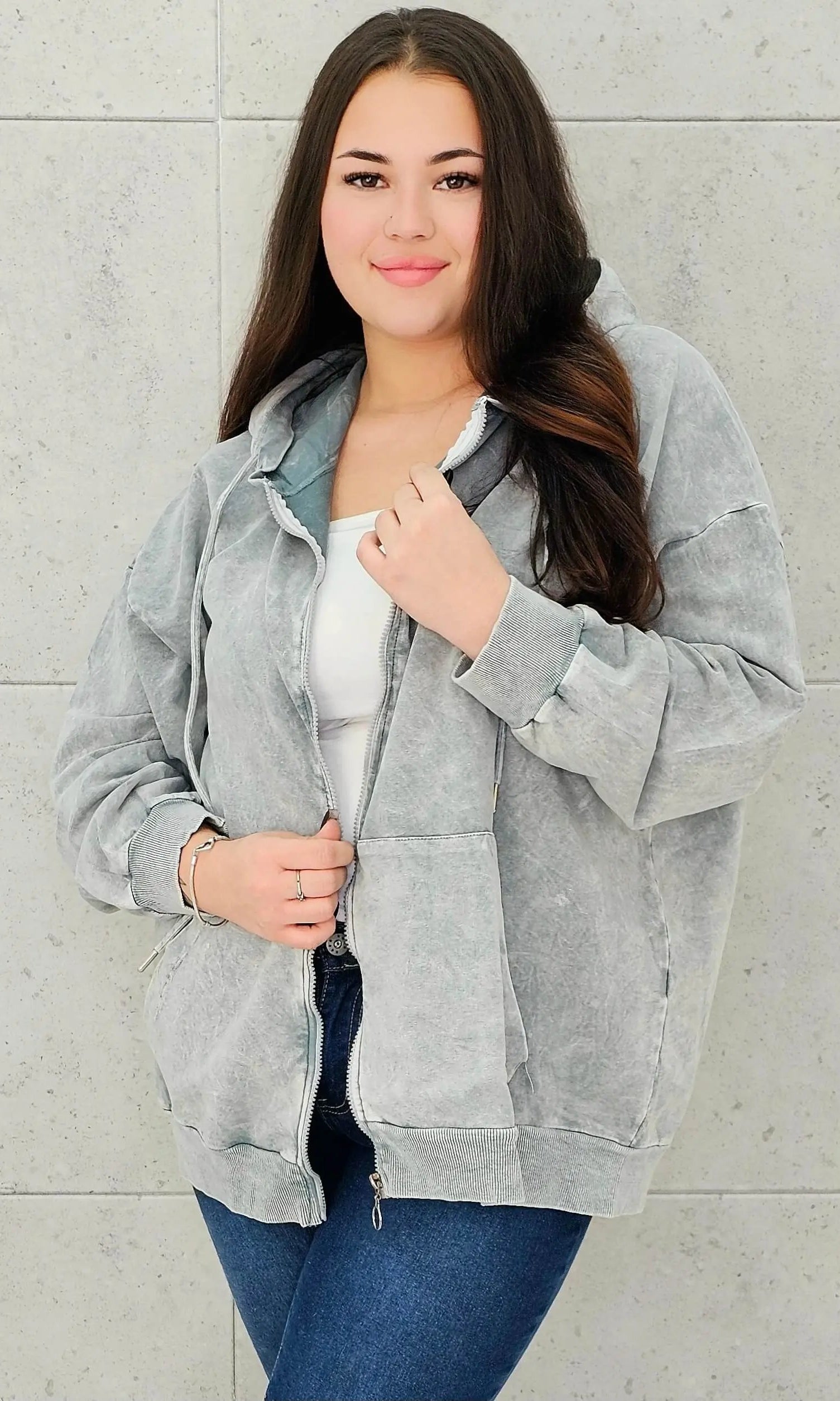 Bluza z efektem sprania z kapturem – moda dla kobiet plus size Stylowa XL