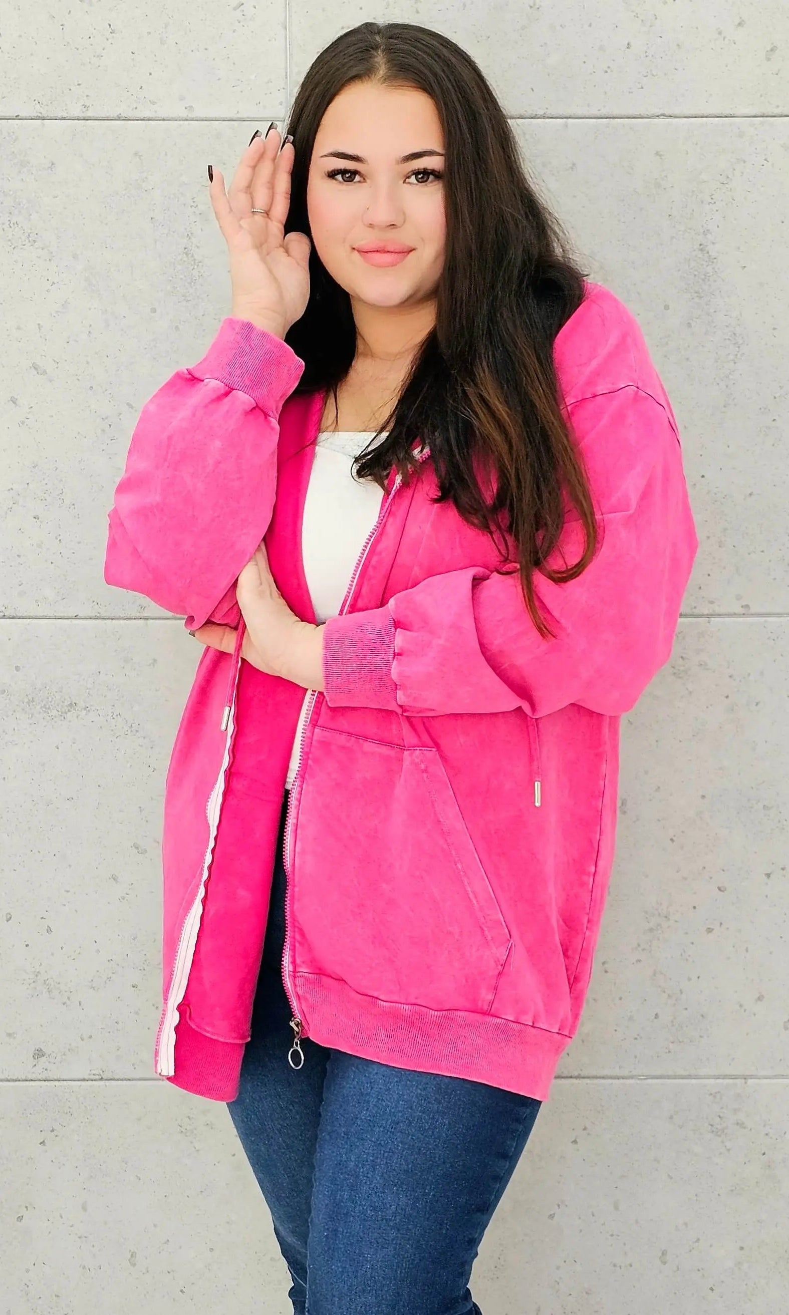 Bluza z efektem sprania z kapturem – moda dla kobiet plus size Stylowa XL