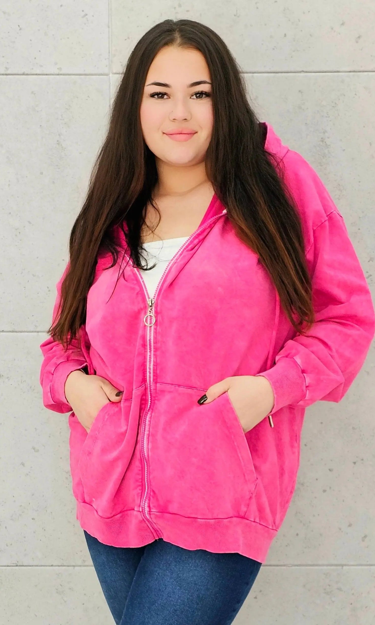 Bluza z efektem sprania z kapturem – moda dla kobiet plus size Stylowa XL