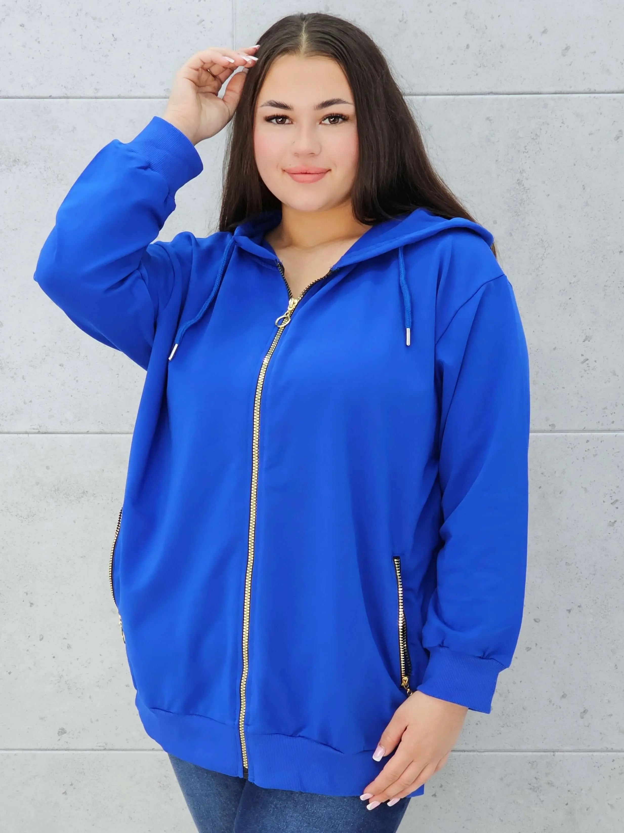 Bluza z kapturem i złotymi zamkami Stylowa XL