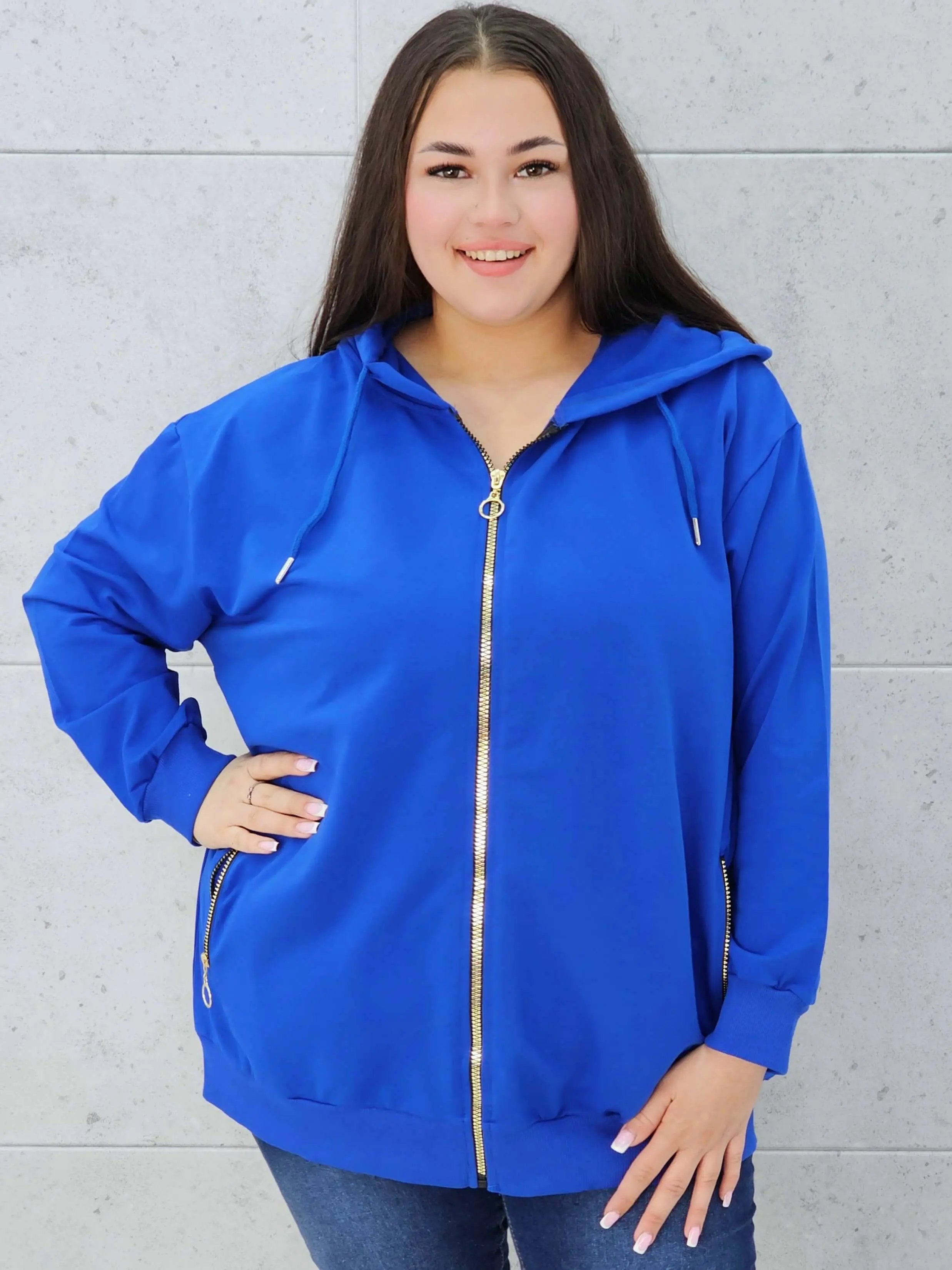 Bluza z kapturem i złotymi zamkami Stylowa XL