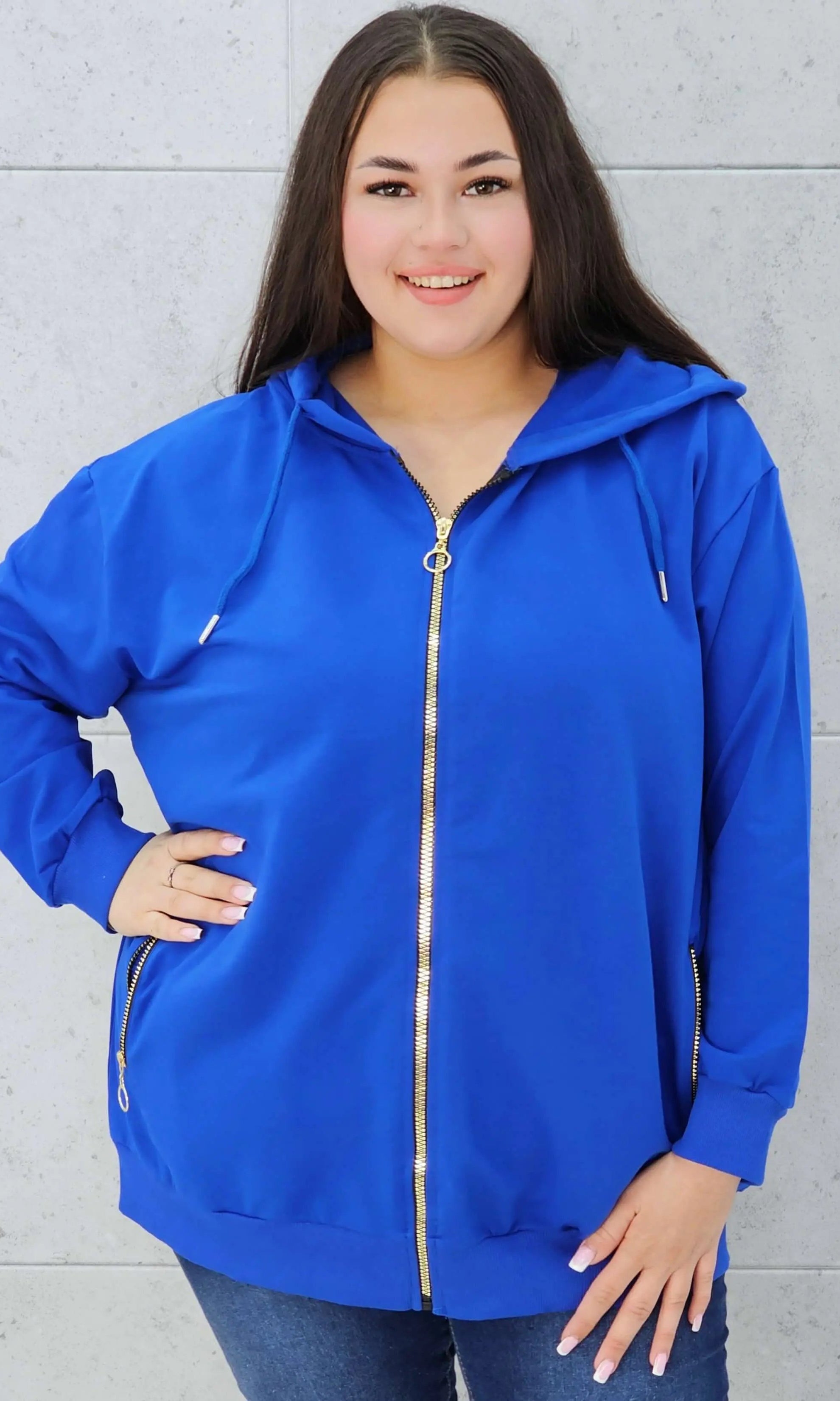 Bluza z kapturem i złotymi zamkami Stylowa XL