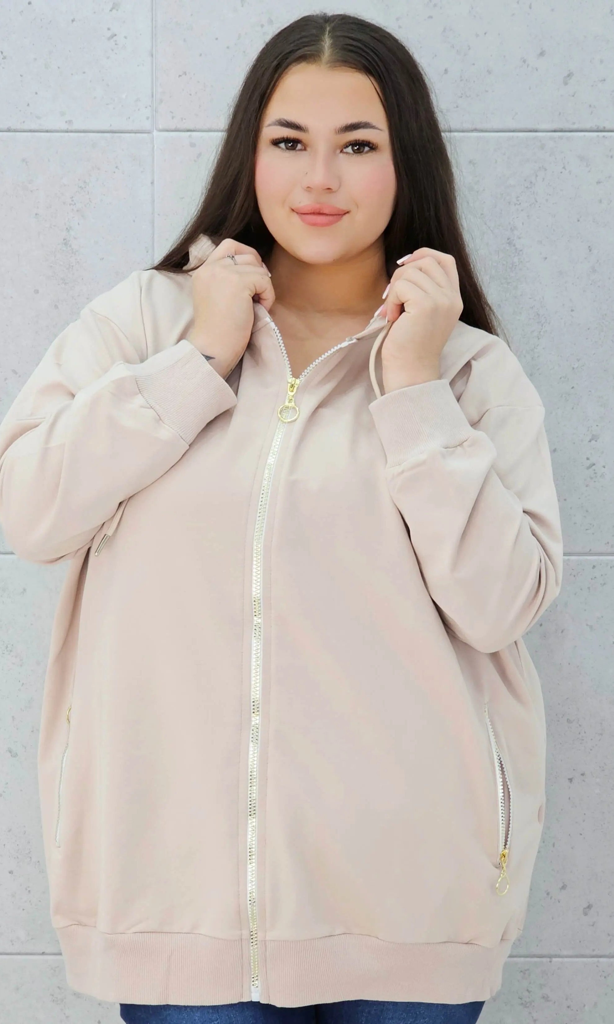 Bluza z kapturem i złotymi zamkami Stylowa XL