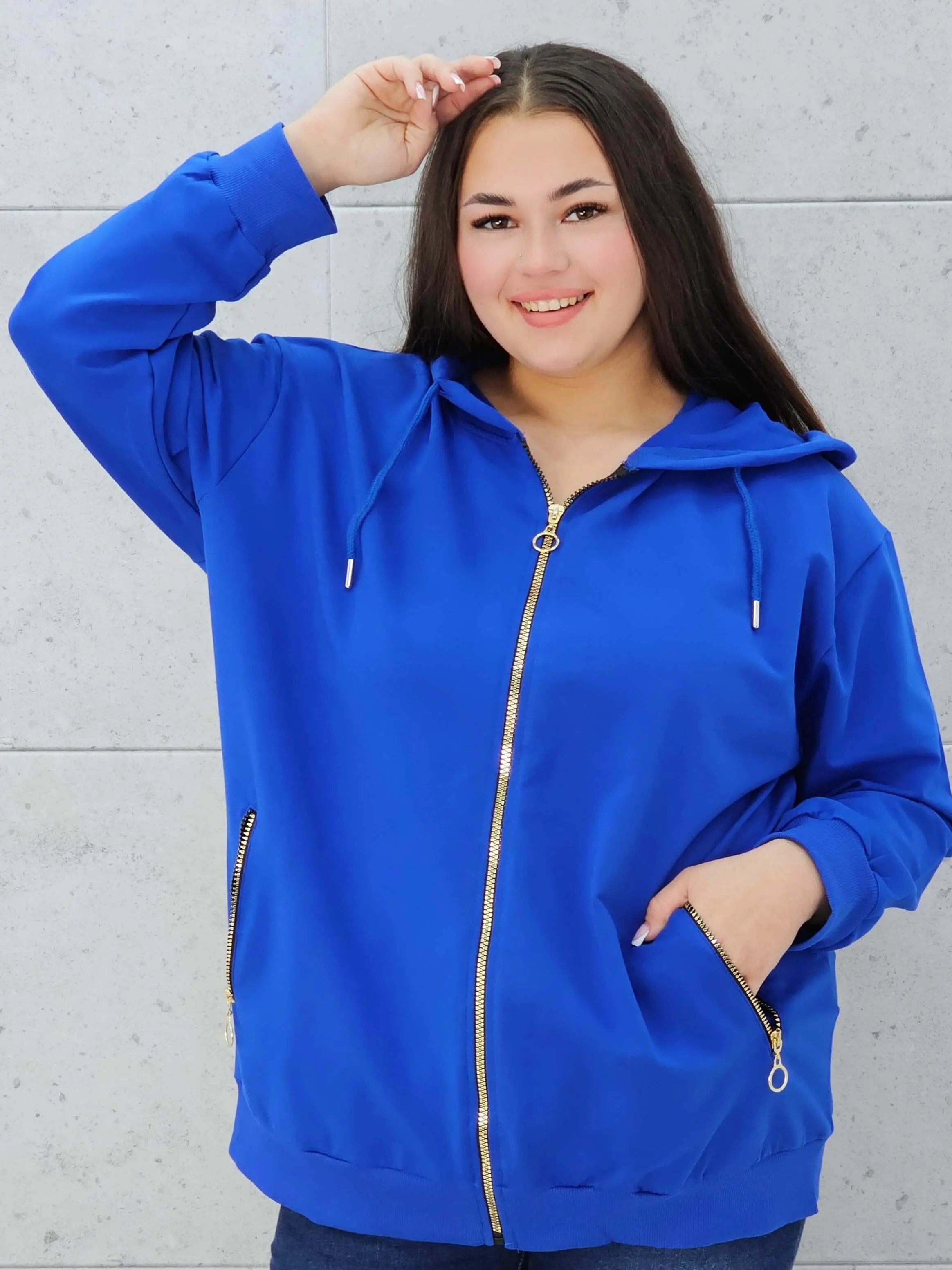 Bluza z kapturem i złotymi zamkami Stylowa XL