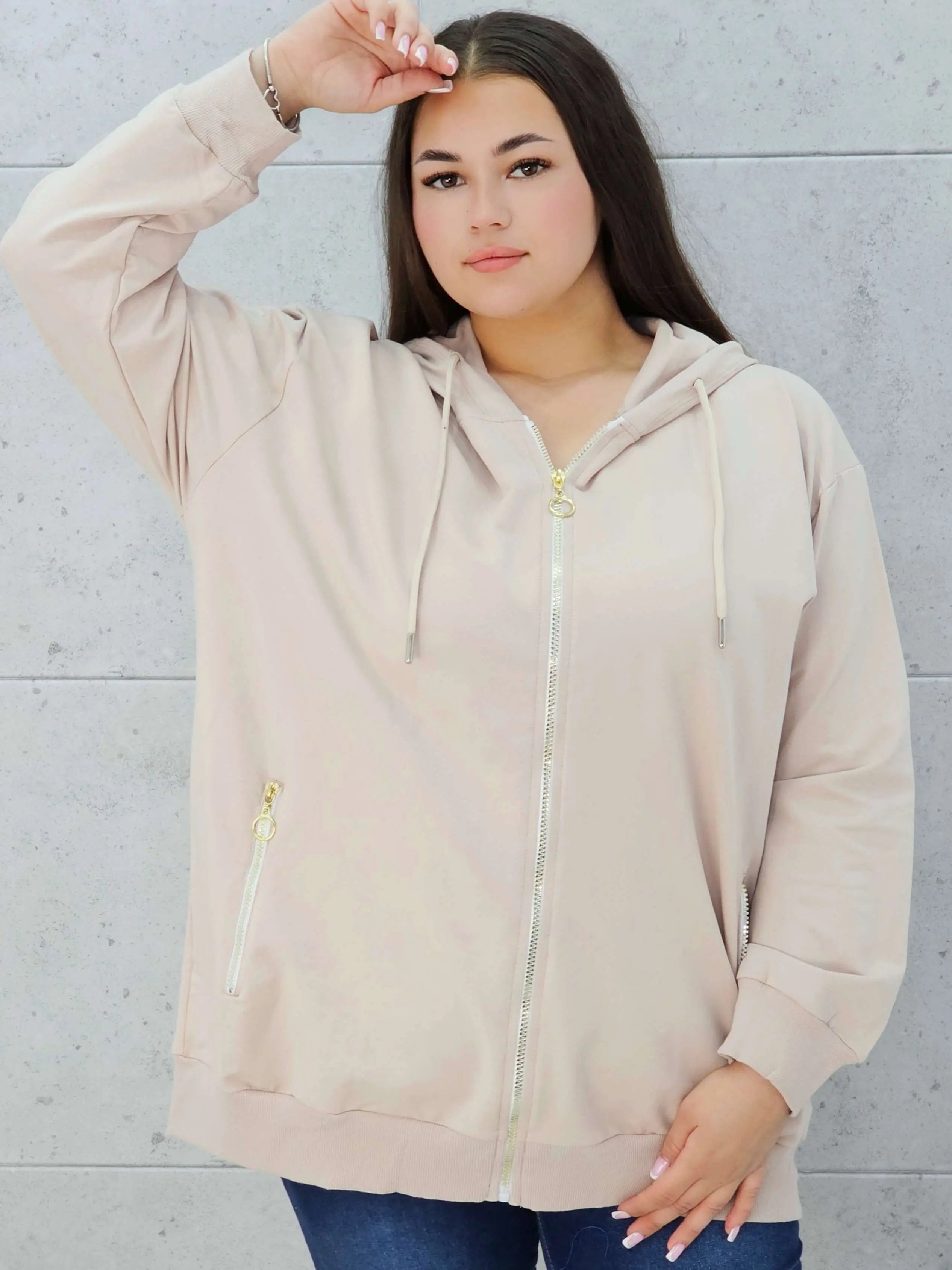 Bluza z kapturem i złotymi zamkami Stylowa XL