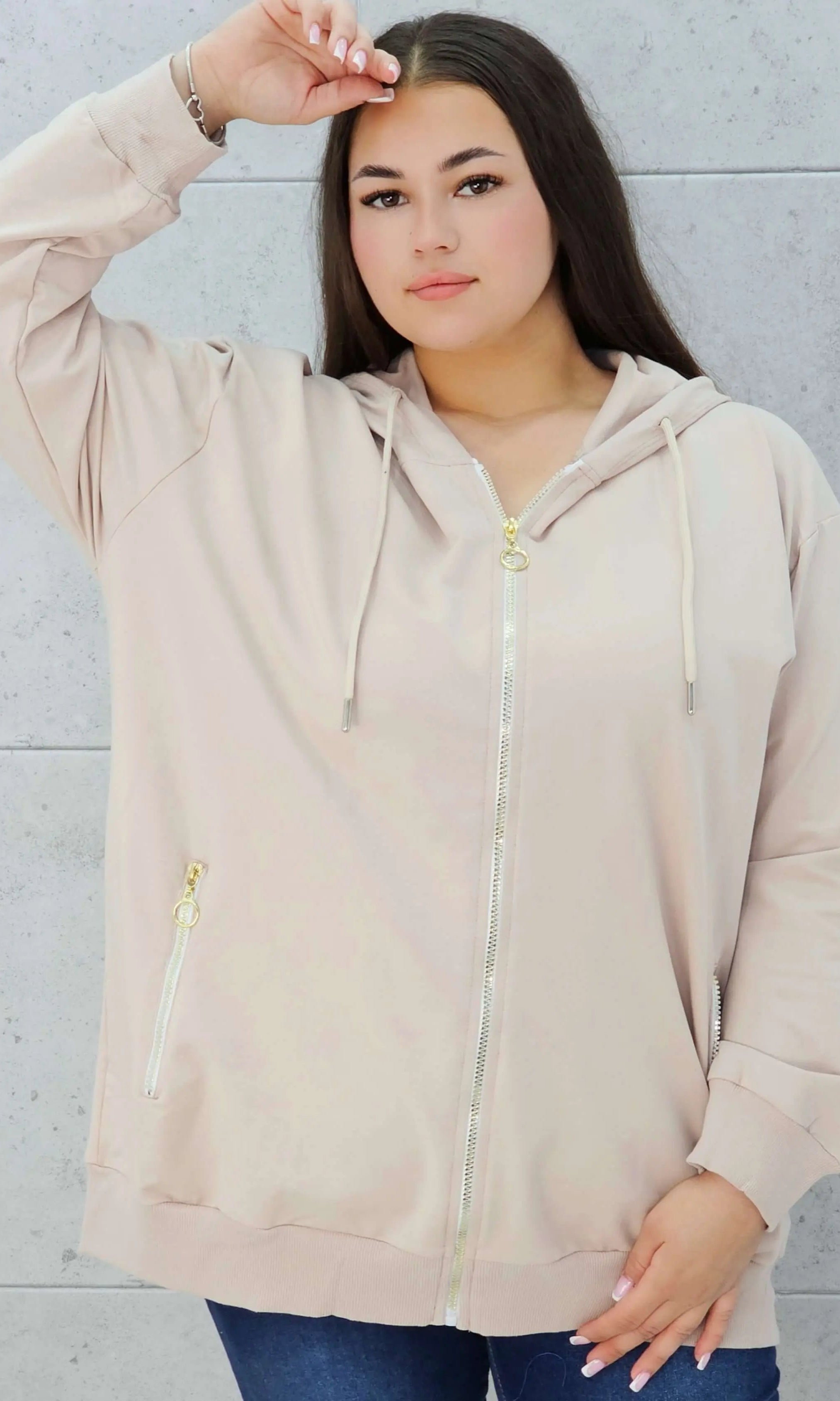 Bluza z kapturem i złotymi zamkami Stylowa XL