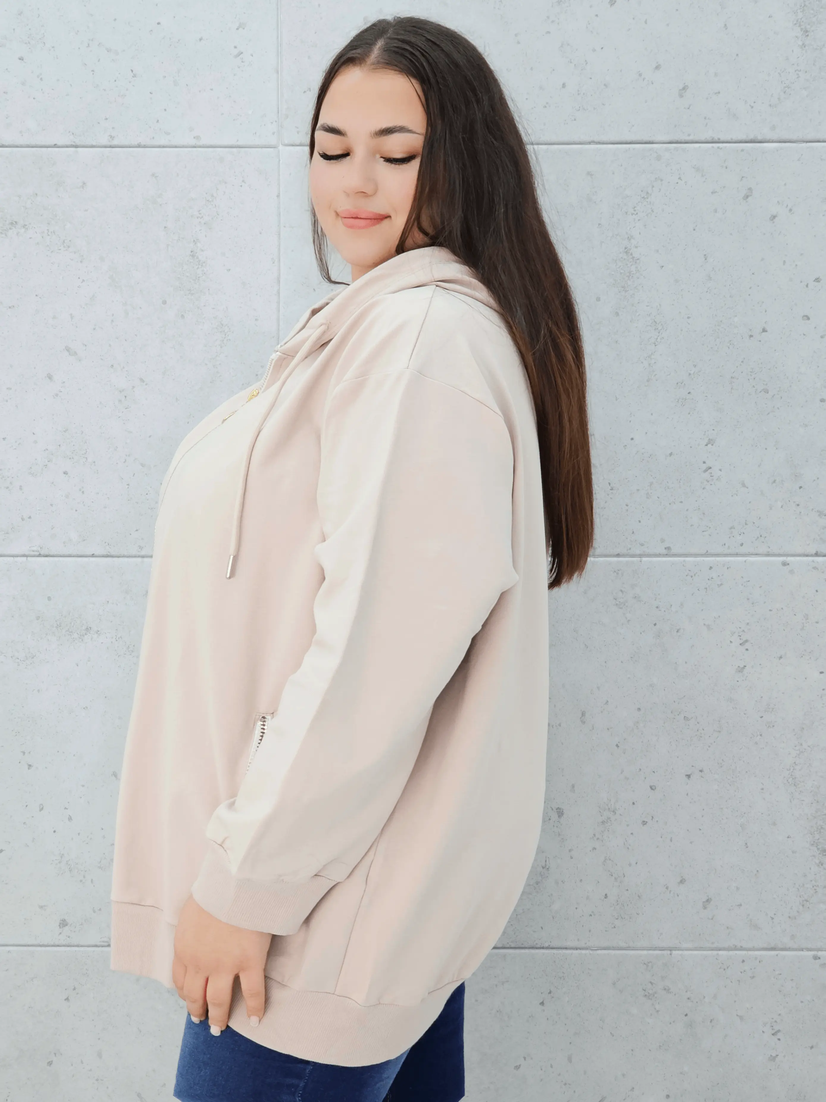 Bluza z kapturem i złotymi zamkami Stylowa XL