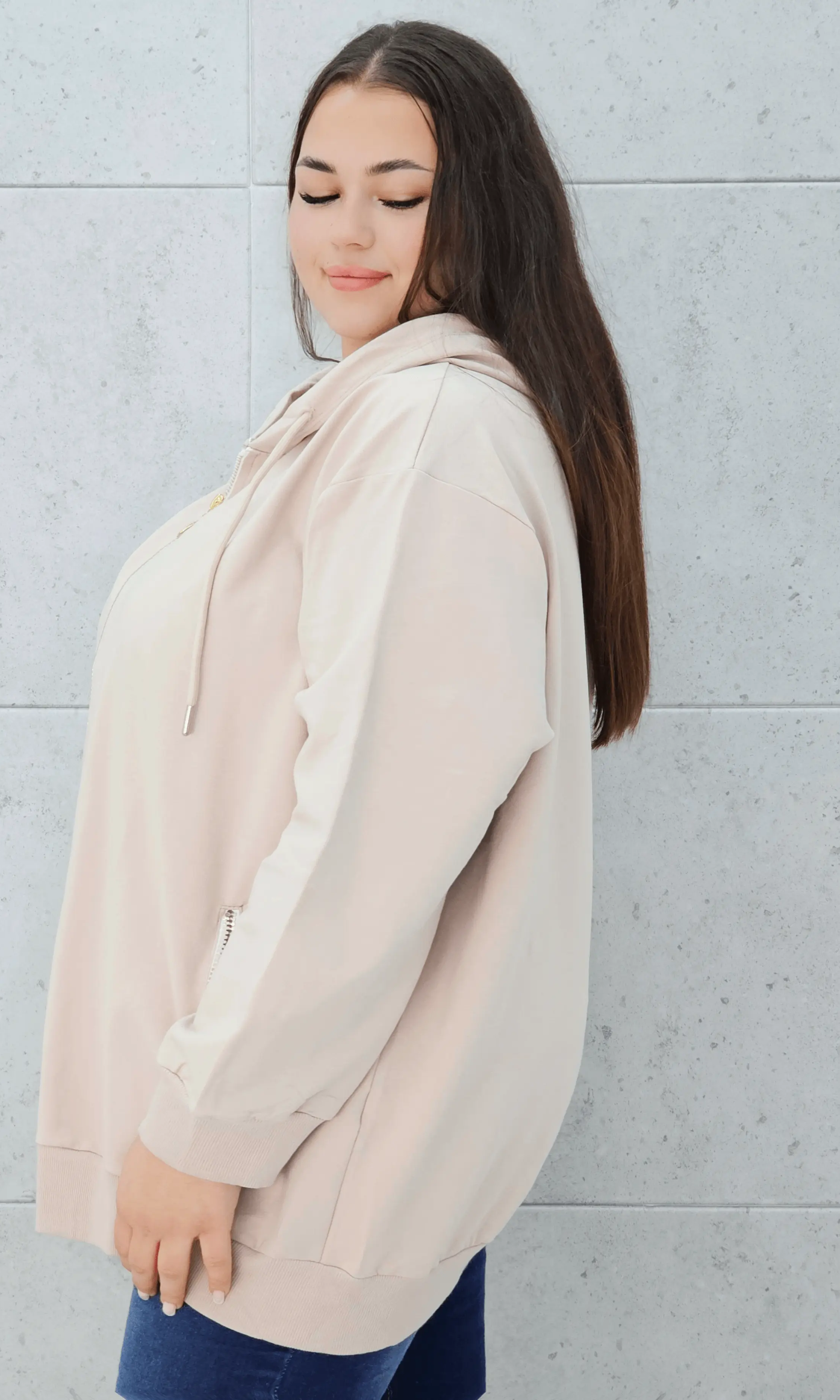 Bluza z kapturem i złotymi zamkami Stylowa XL