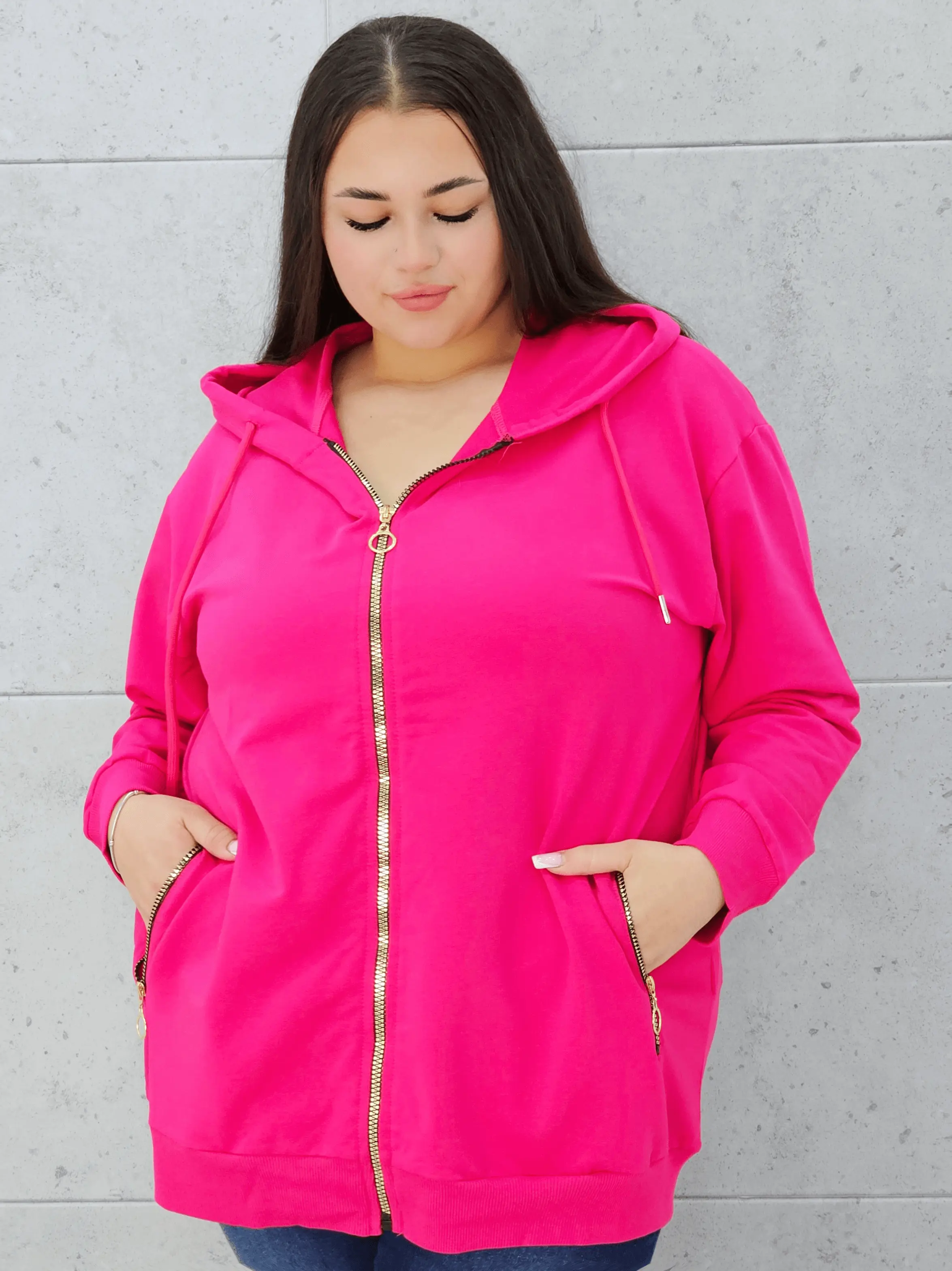 Bluza z kapturem i złotymi zamkami Stylowa XL