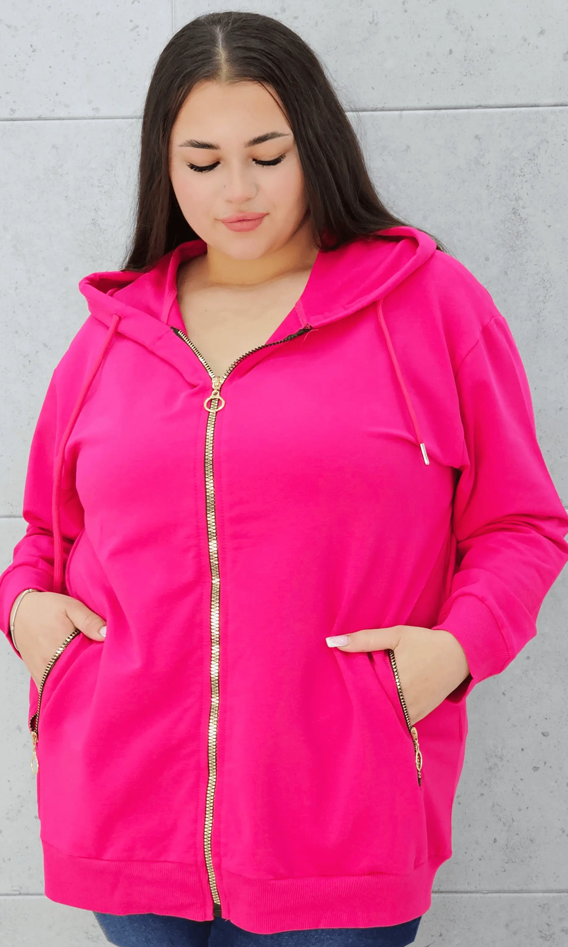 Bluza z kapturem i złotymi zamkami Stylowa XL