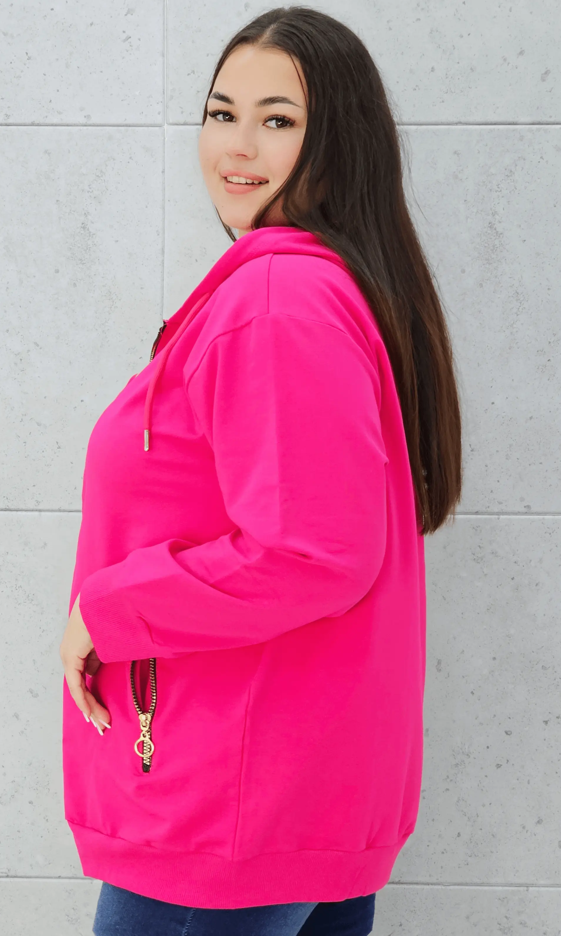 Bluza z kapturem i złotymi zamkami Stylowa XL