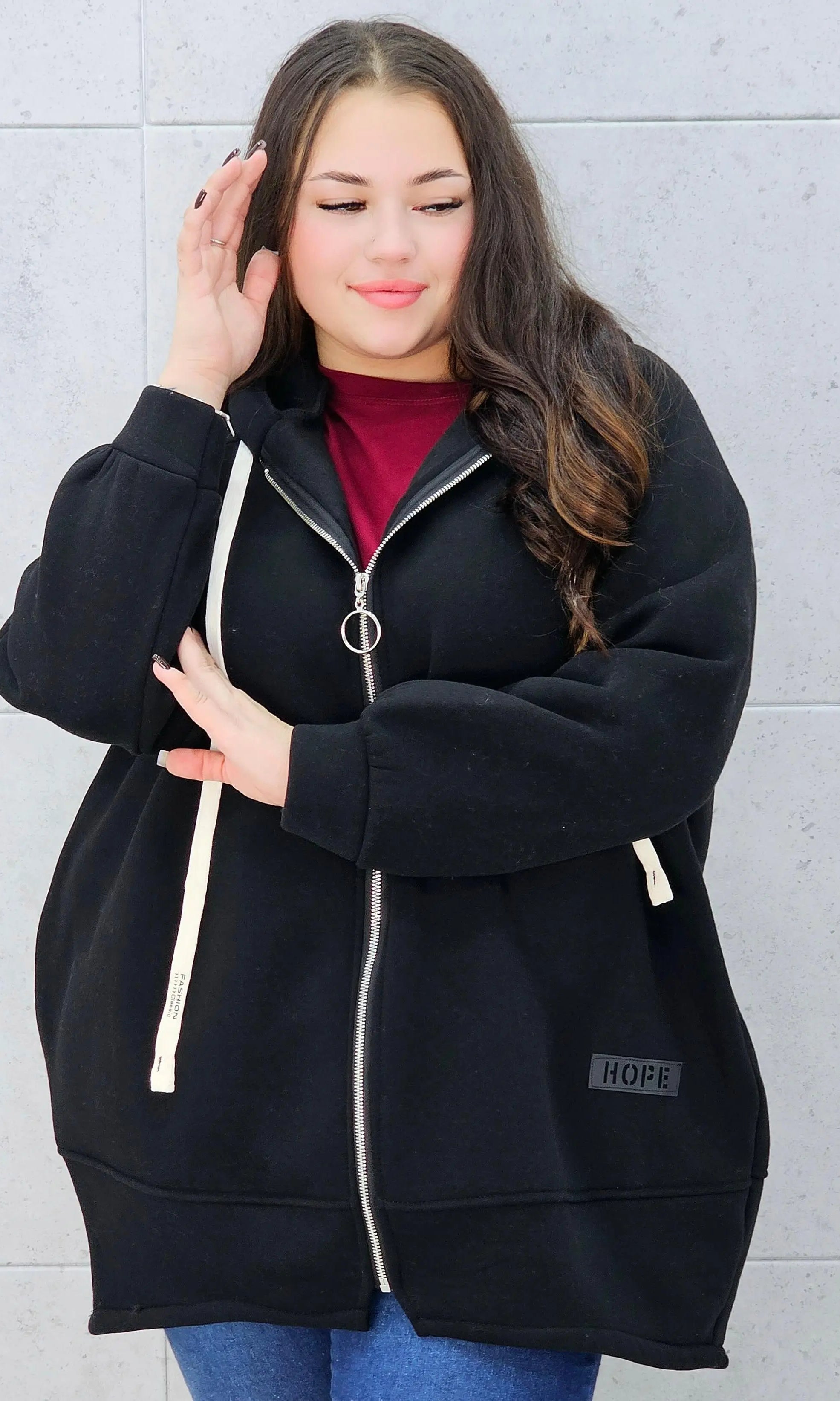 Bluza z kapturem na suwak plus size Stylowa XL