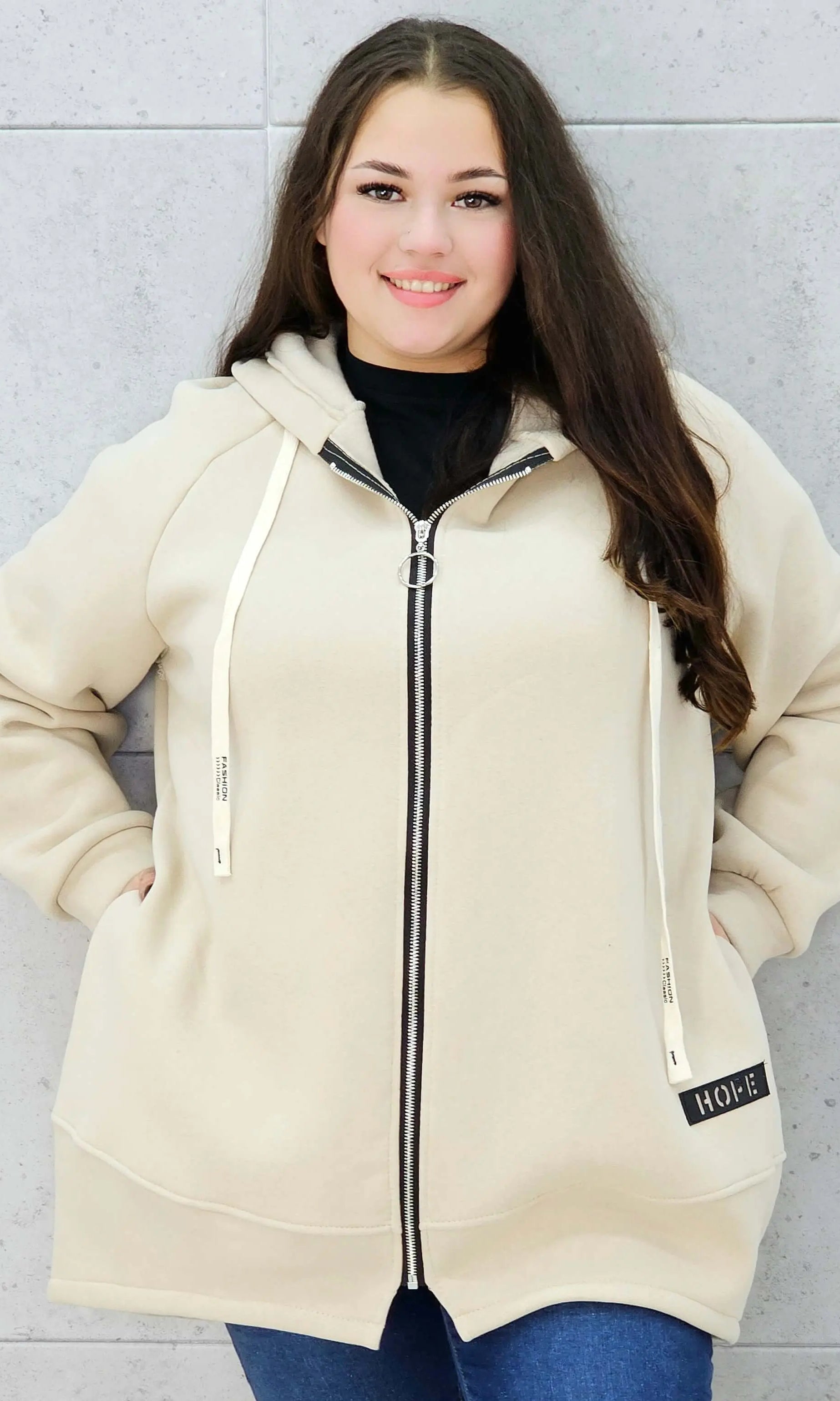 Bluza z kapturem na suwak plus size Stylowa XL