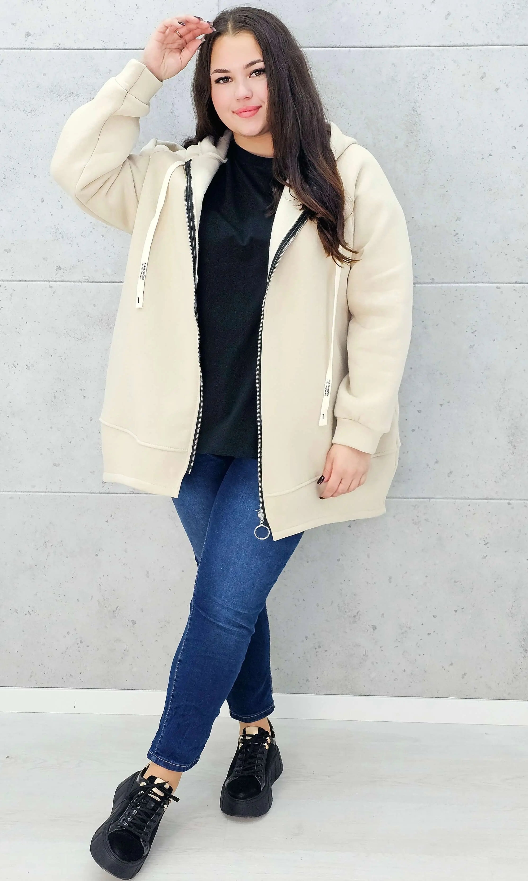 Bluza z kapturem na suwak plus size Stylowa XL