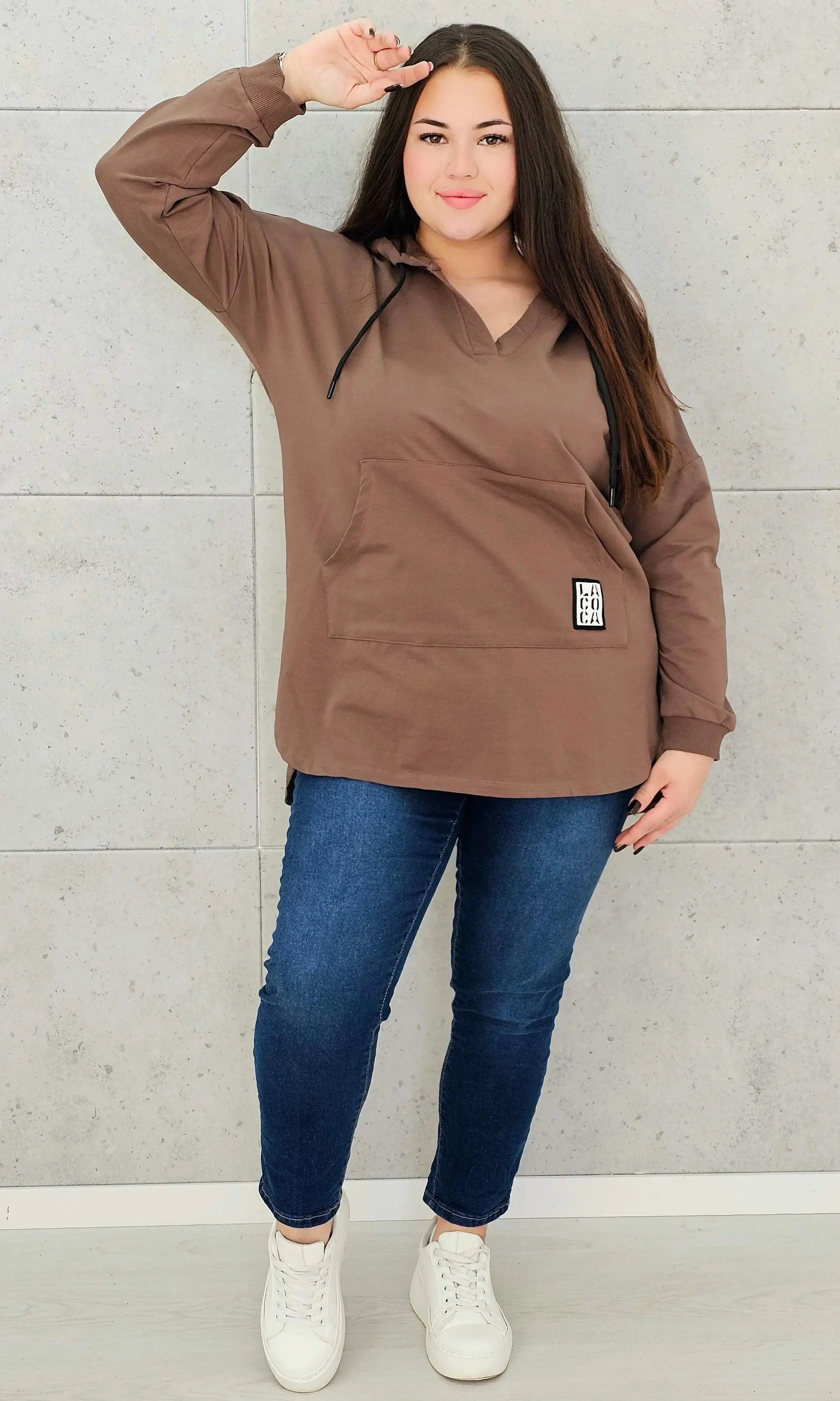 Bluza z kapturem z kieszenią kangurką Stylowa XL