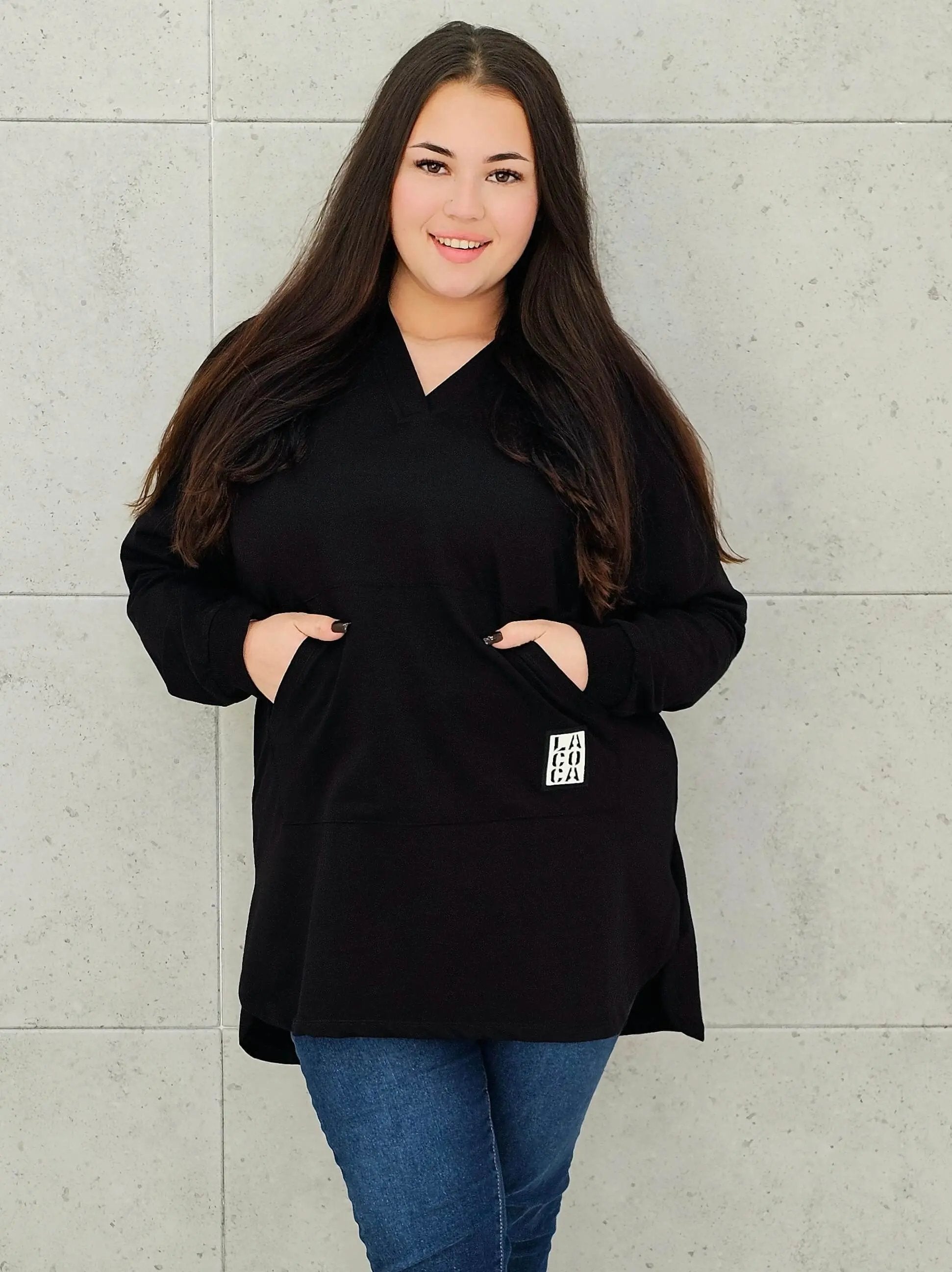 Bluza z kapturem z kieszenią kangurką Stylowa XL